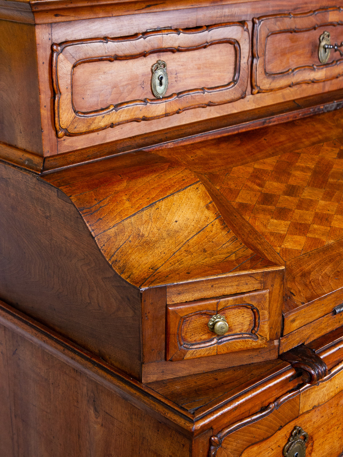 17th Century German Baroque Walnut Secretary with Inlay