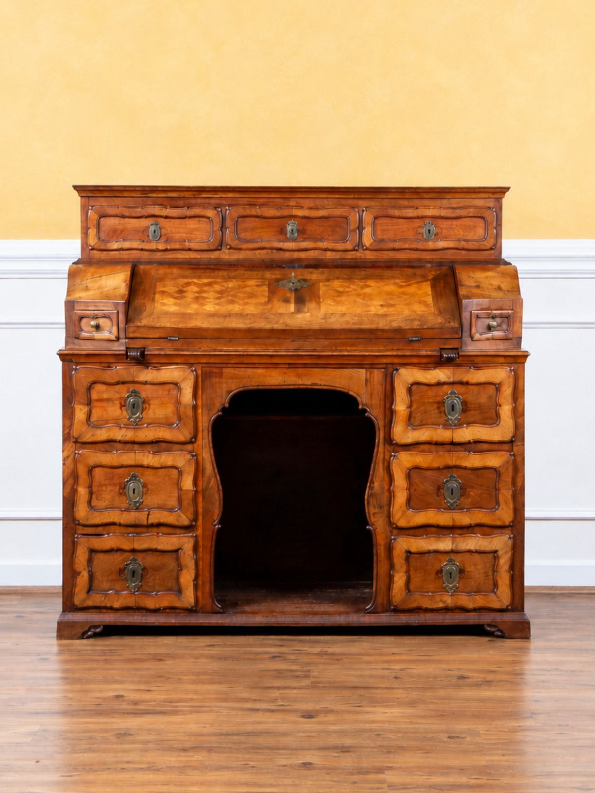 17th Century German Baroque Walnut Secretary with Inlay