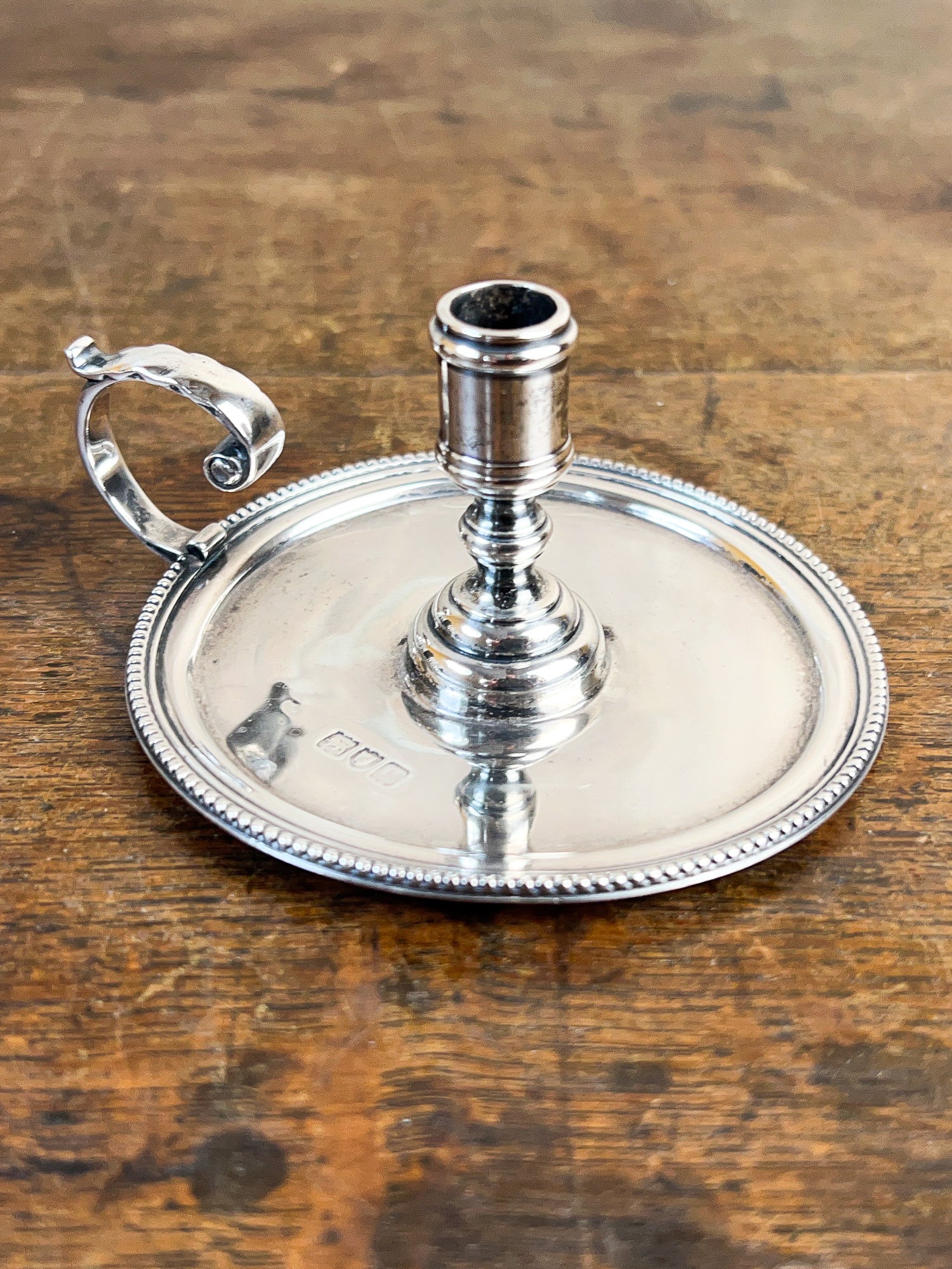 Rare 19th Century Victorian Sterling Silver Small Taperstick Chamberstick, London, England 1898
