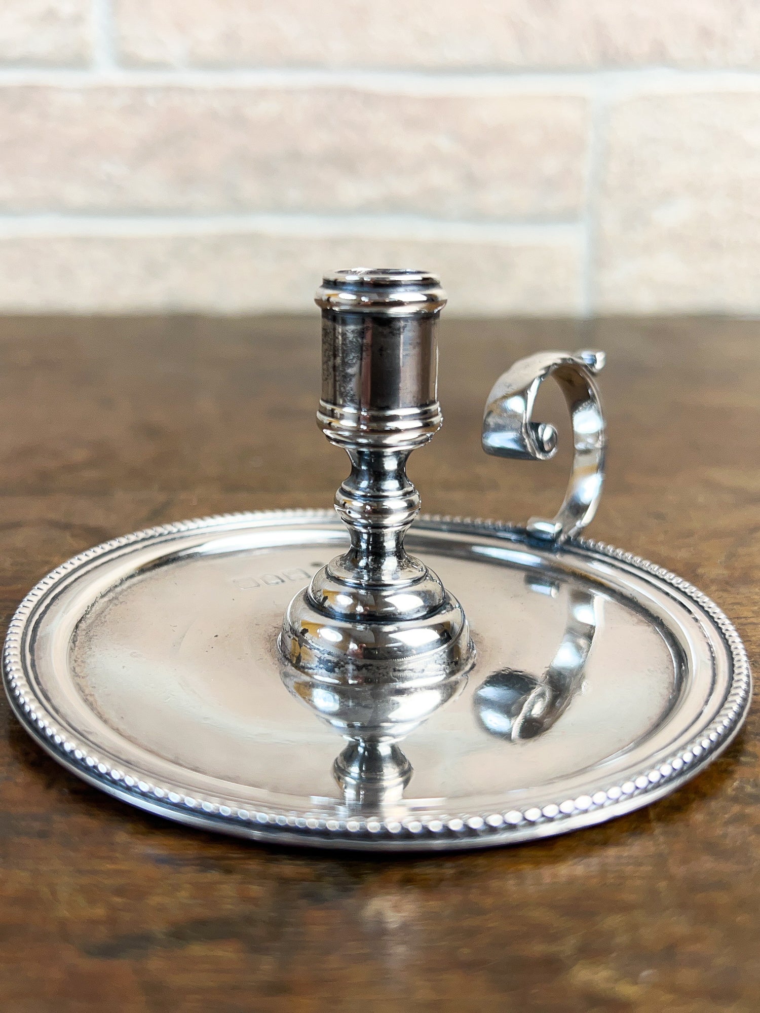 Rare 19th Century Victorian Sterling Silver Small Taperstick Chamberstick, London, England 1898