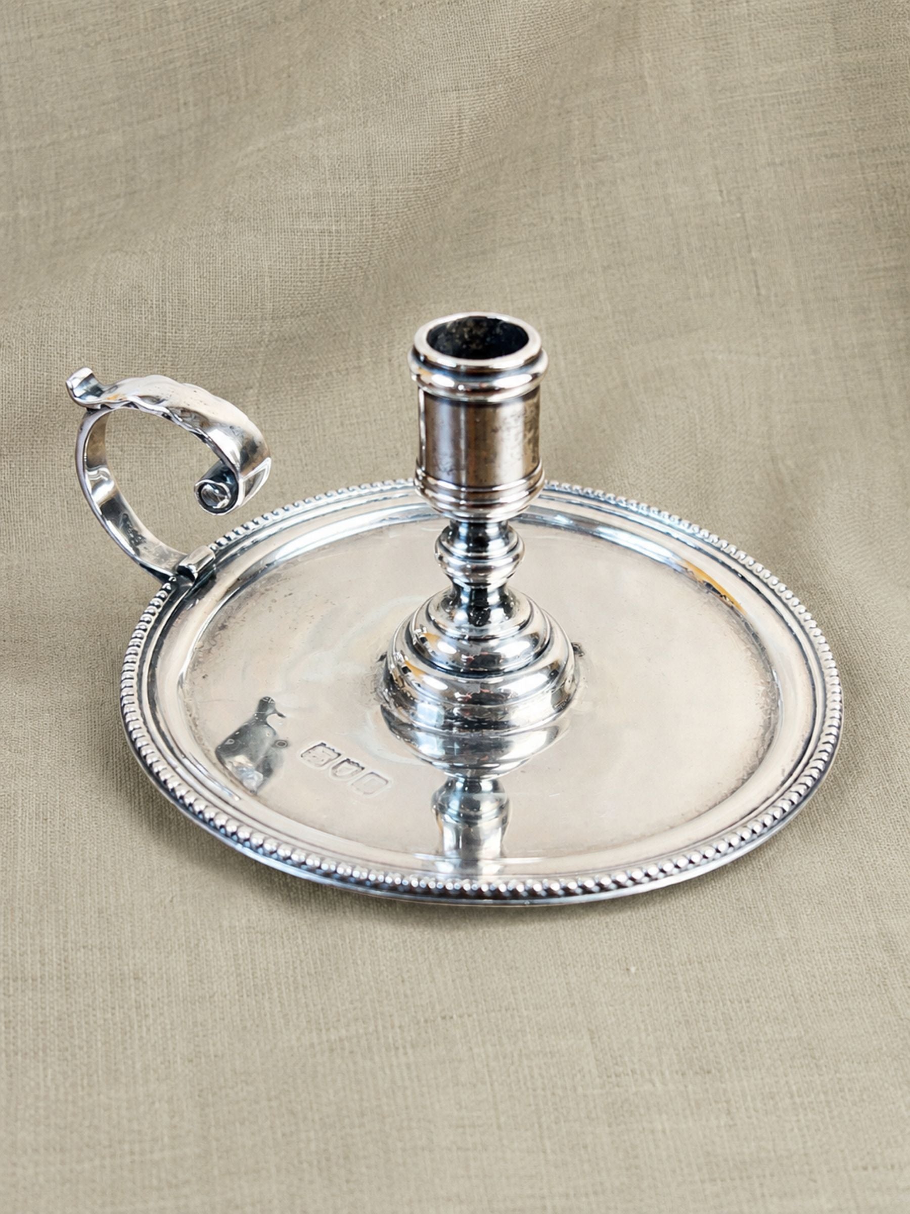 Rare 19th Century Victorian Sterling Silver Small Taperstick Chamberstick, London, England 1898