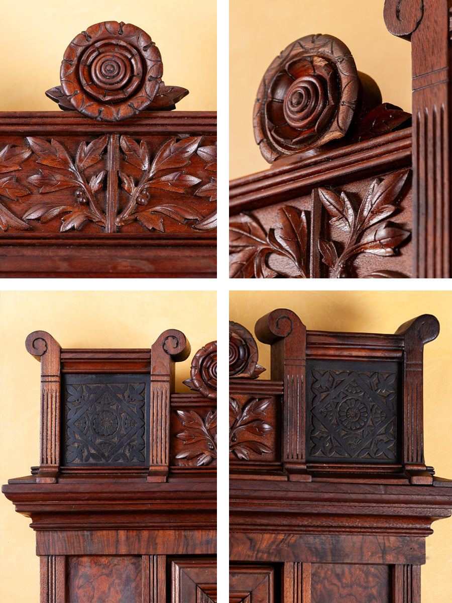 Herts Brothers Aesthetic Movement Burled Walnut & Marble Top Dresser, c.1880