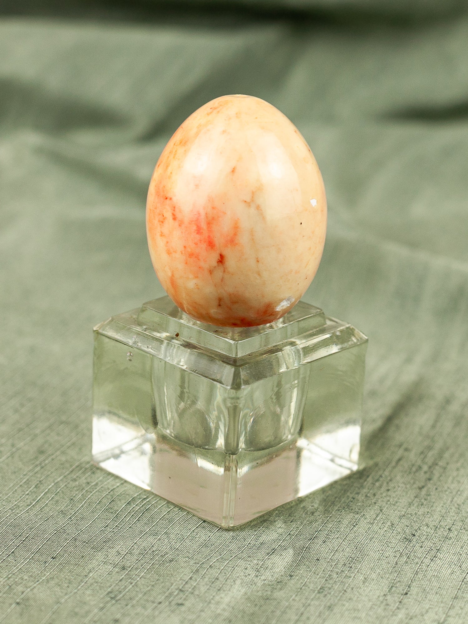 Vintage Mid Century Italian Alabaster Carved Eggs with Marble Finish, Set of 10.
