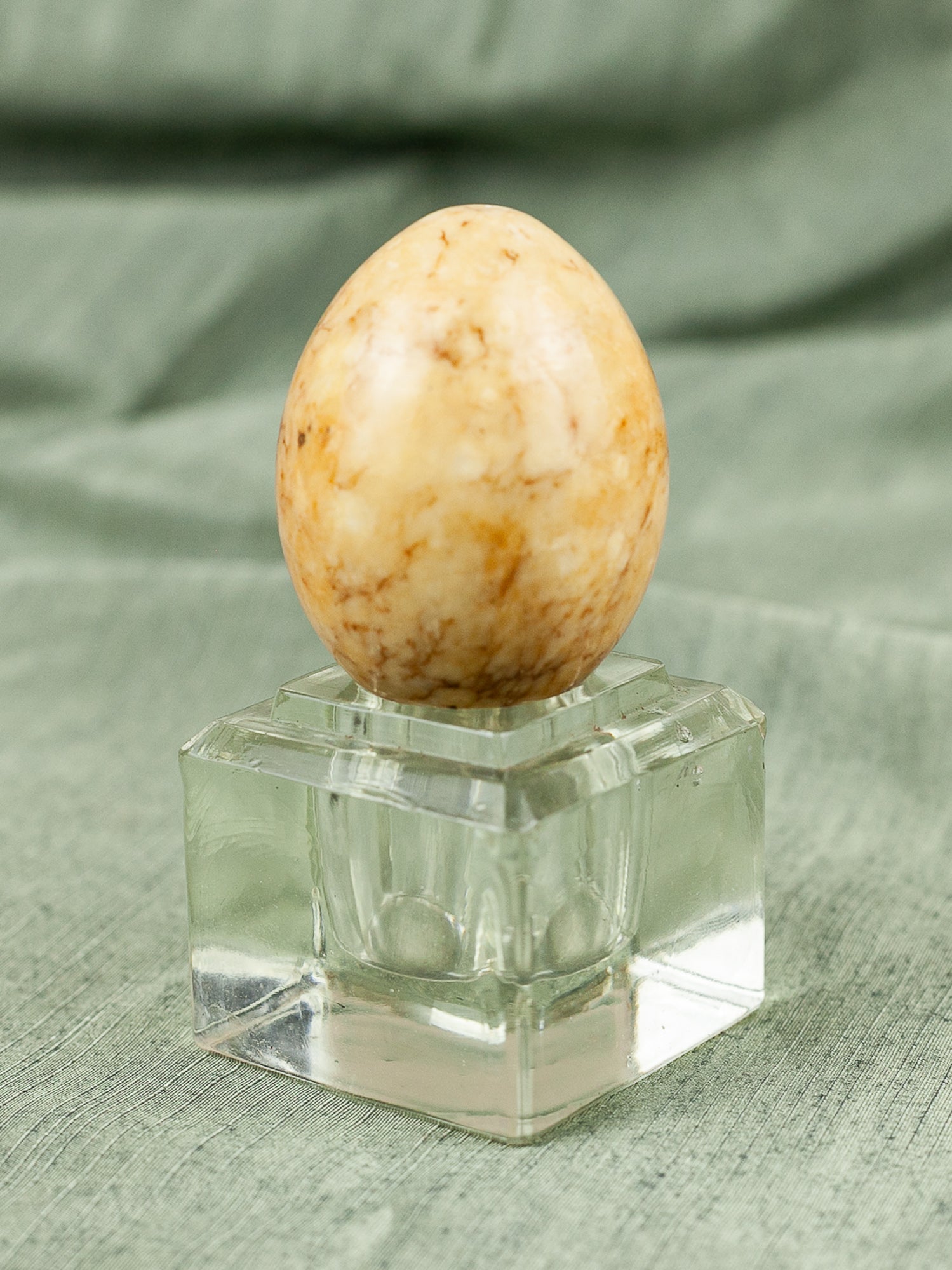 Vintage Mid Century Italian Alabaster Carved Eggs with Marble Finish, Set of 10.