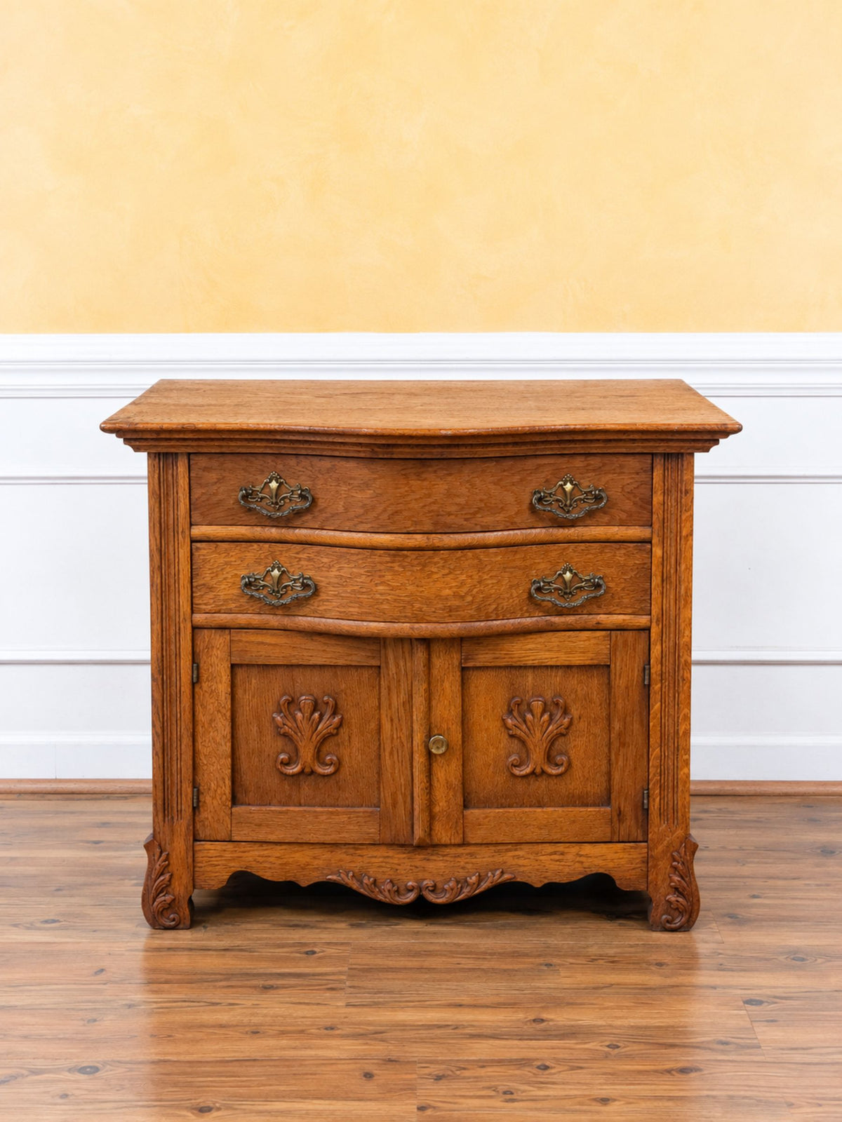 Antique American Golden Oak Washstand with Tiger Oak Grain