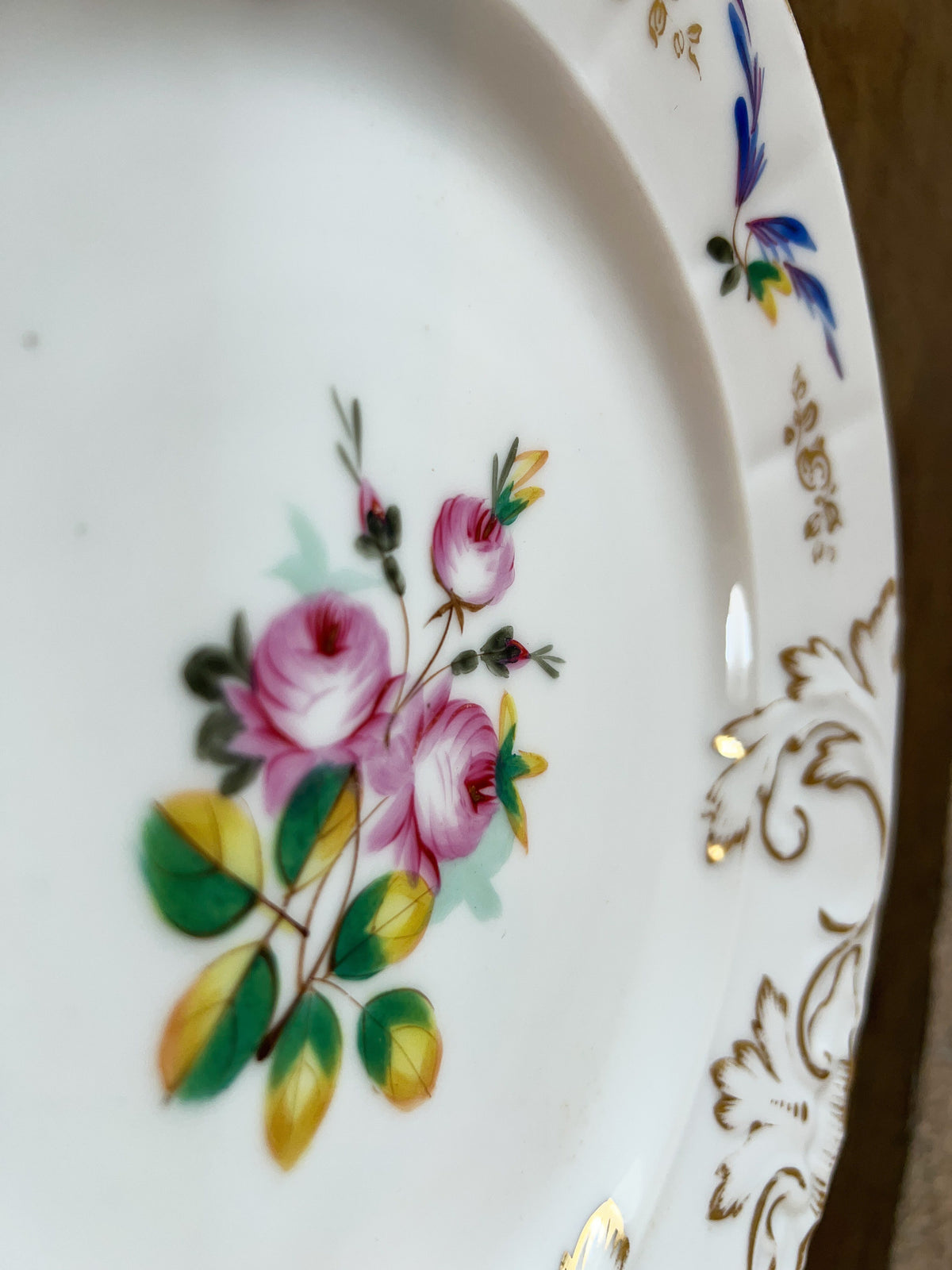 19th Century Old Paris Porcelain Hand-Painted Rose Plate