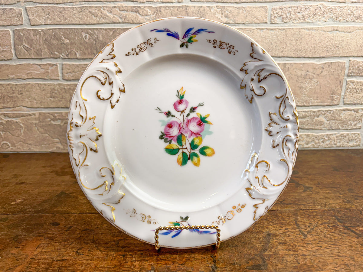 19th Century Old Paris Porcelain Hand-Painted Rose Plate