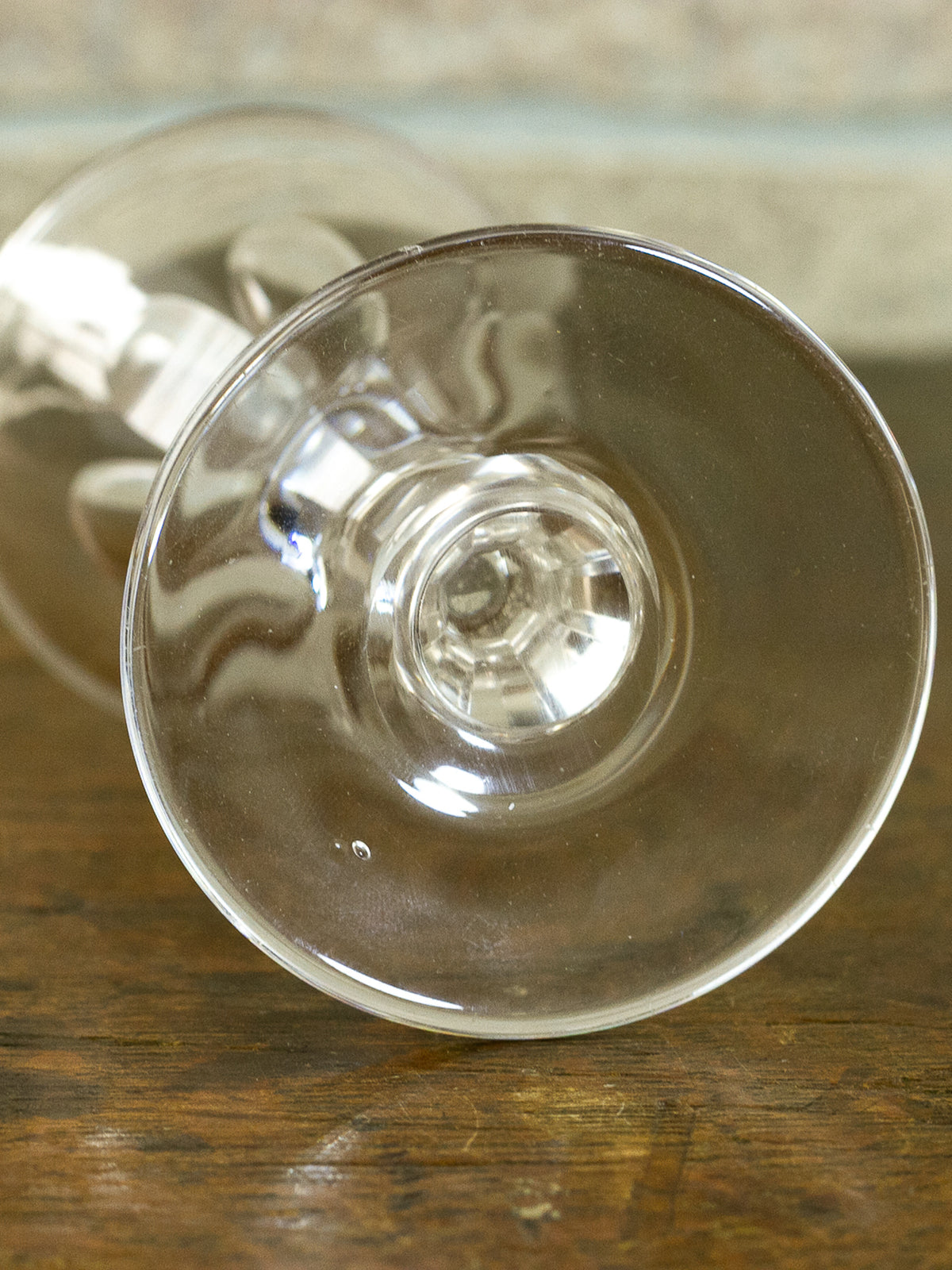 Antique Georgian Hand-Blown Cut Crystal Wine Glass, Early 19th Century