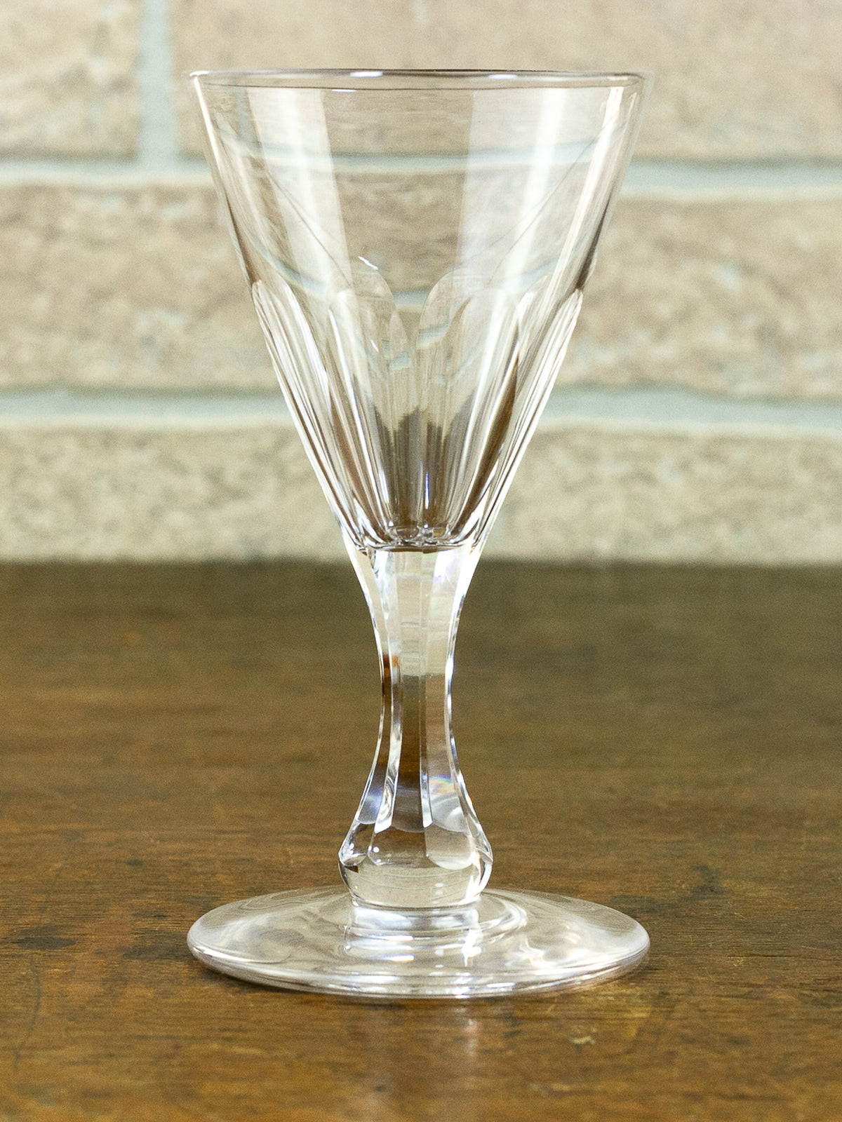 Antique Georgian Hand-Blown Cut Crystal Wine Glass, Early 19th Century