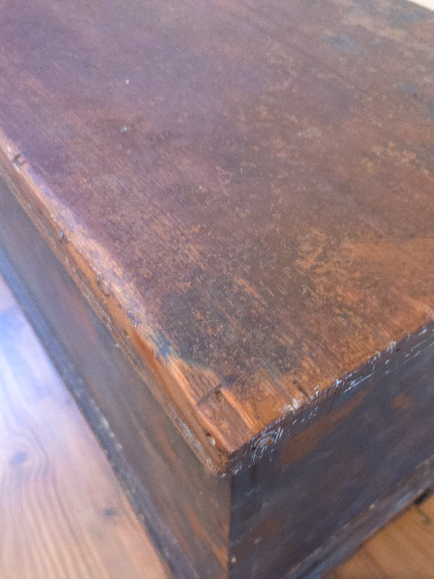19th Century Painted Pine Blanket Box in Original Blue Finish