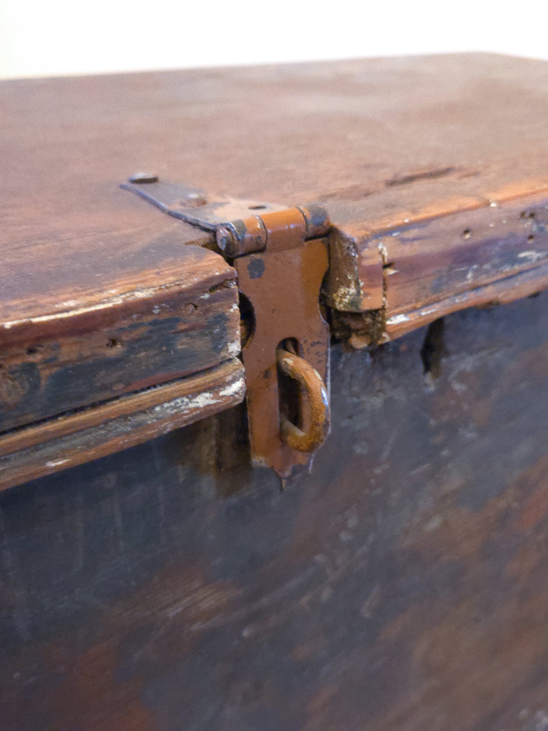 19th Century Painted Pine Blanket Box in Original Blue Finish