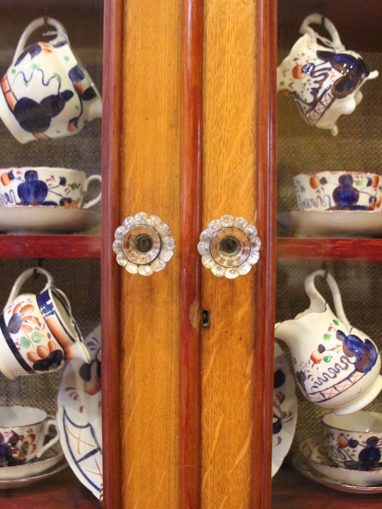 English Oak & Mahogany Country China Cabinet, c.1880