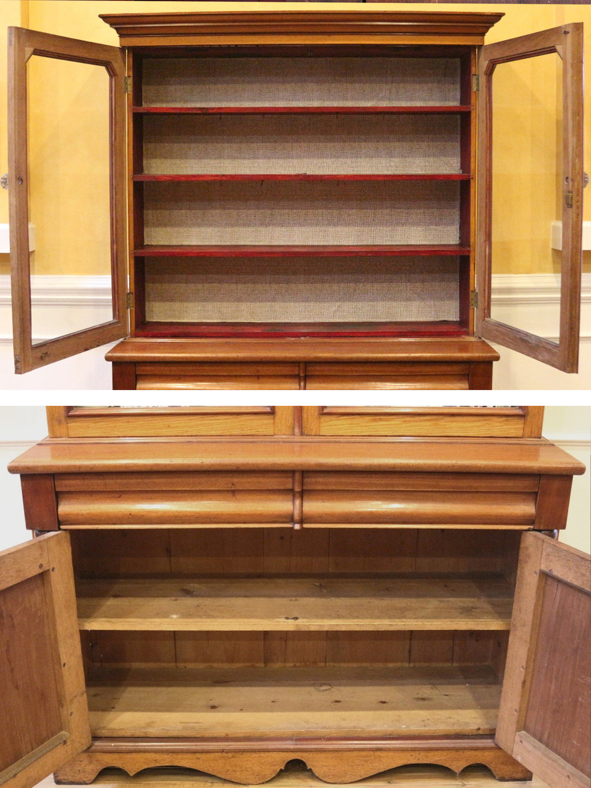 English Oak & Mahogany Country China Cabinet, c.1880