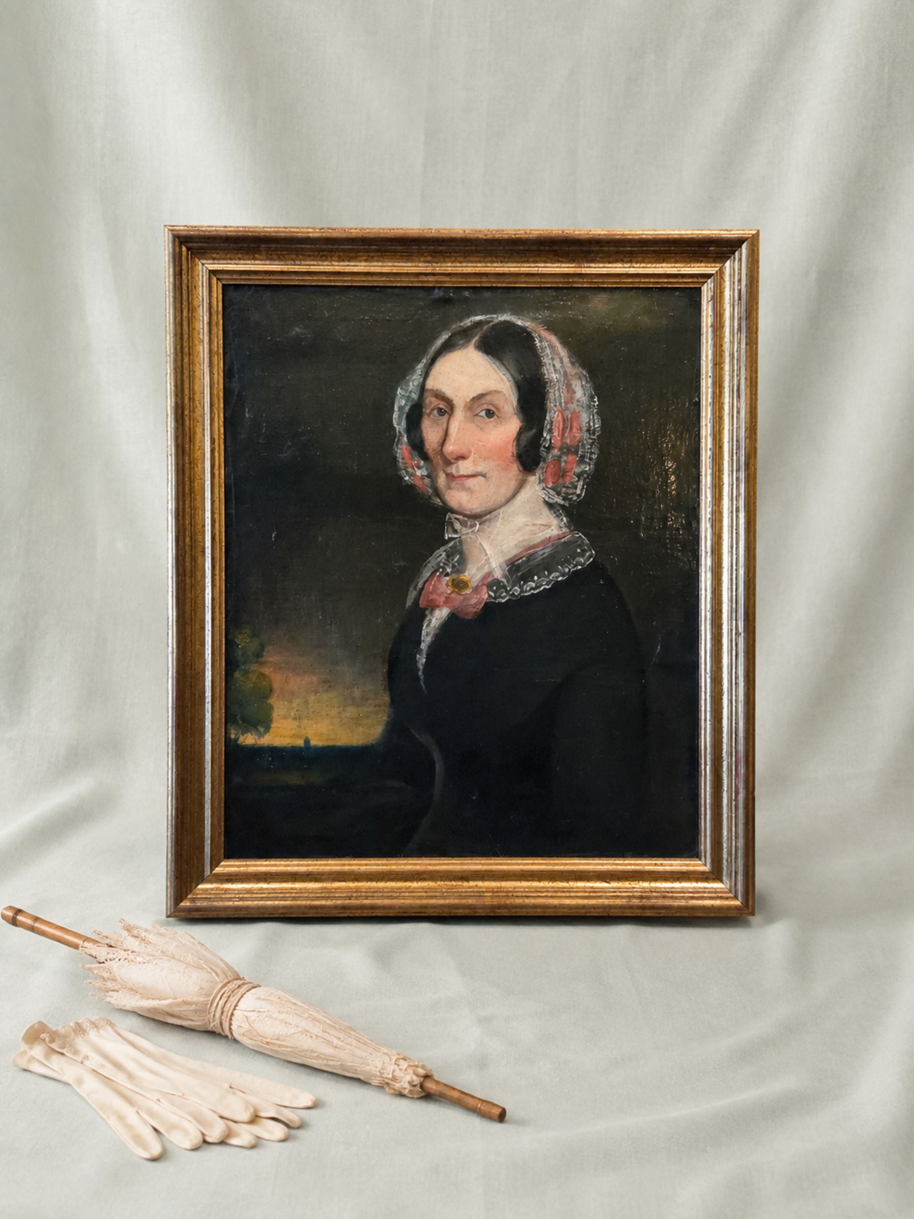 English Folk Art Portrait of a Lady, 18th/19th Century