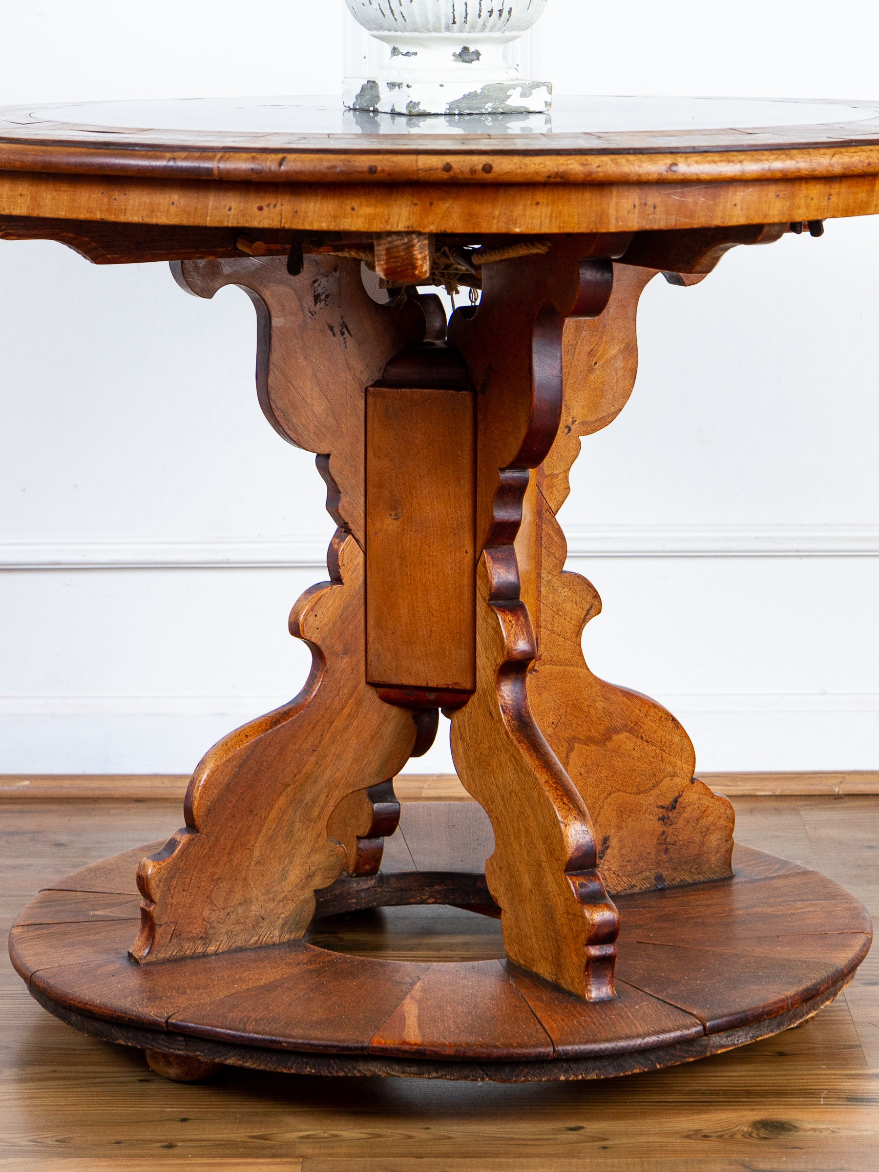 17th Century German Baroque Walnut Center Table with Marble Top