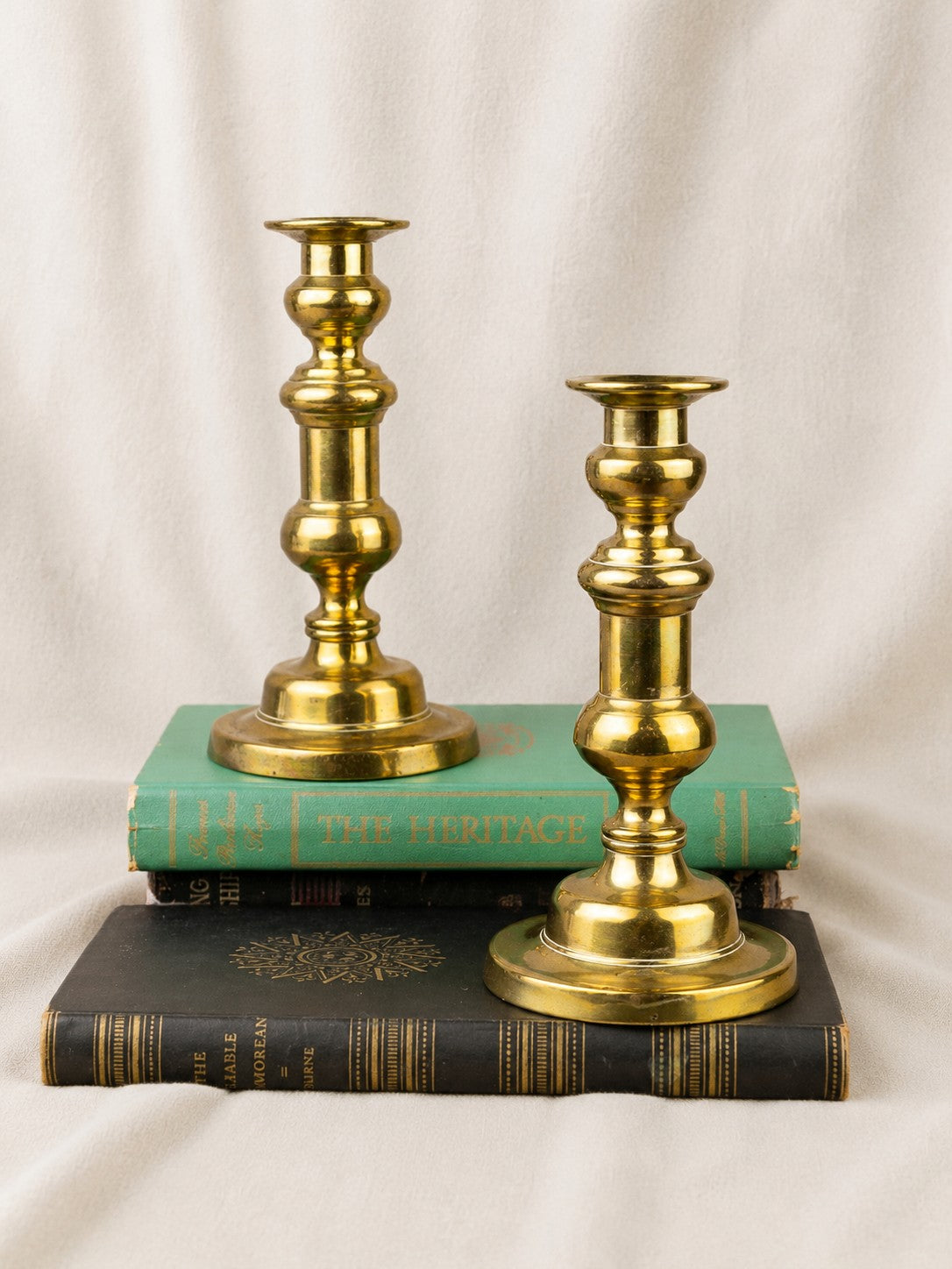 Pair of 19th Century English Brass Push-Up Candlesticks