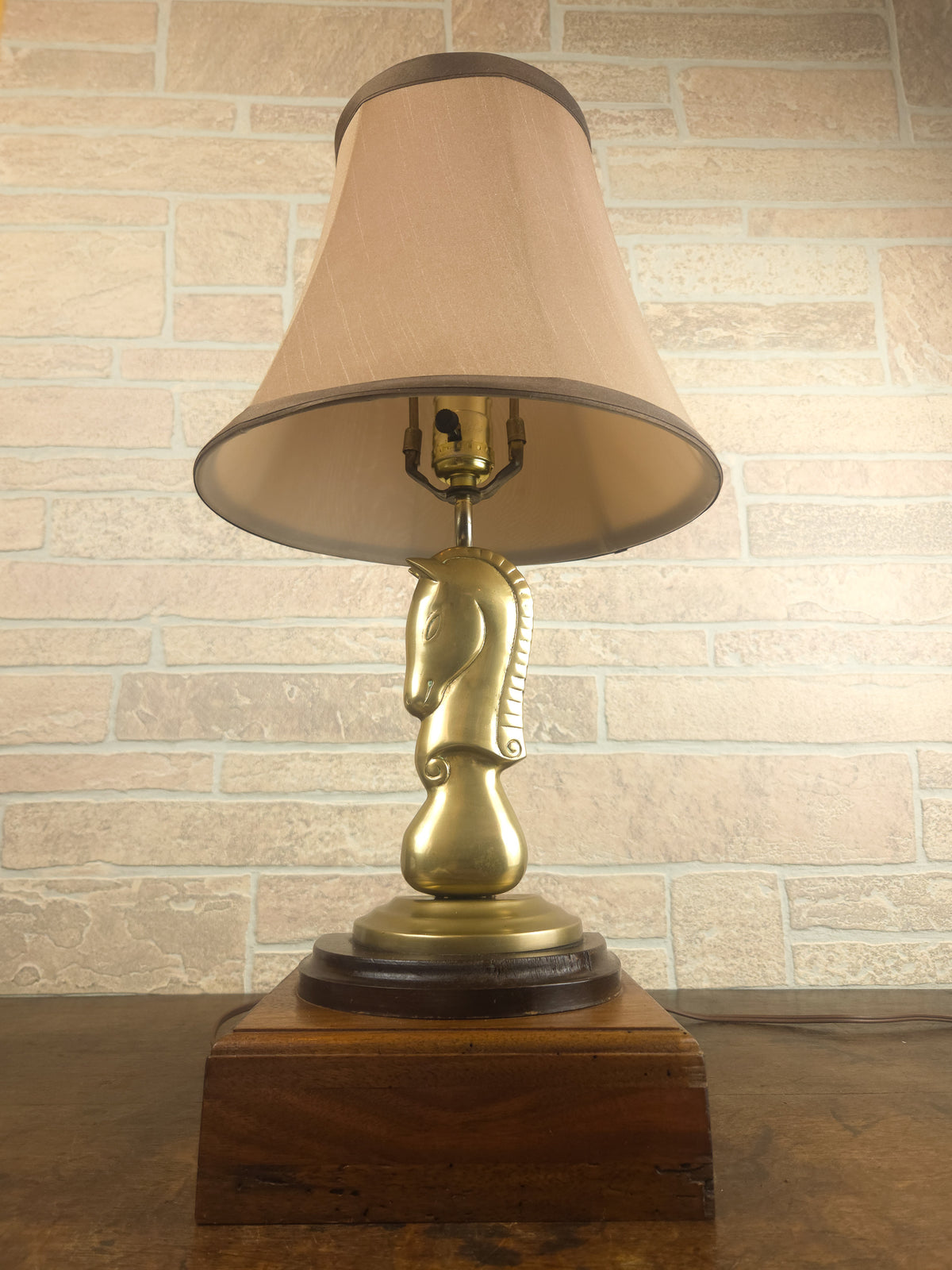 Vintage Brass Trojan Horse Figural Table Lamp