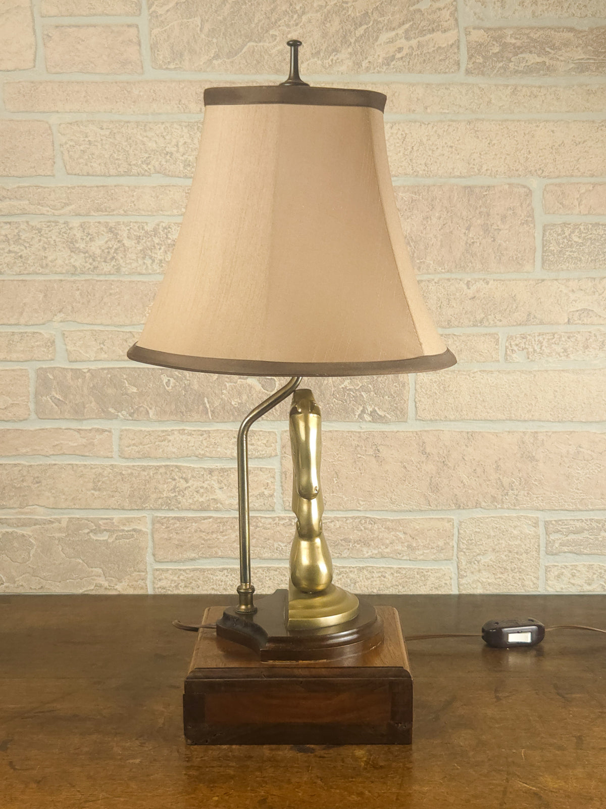 Vintage Brass Trojan Horse Figural Table Lamp