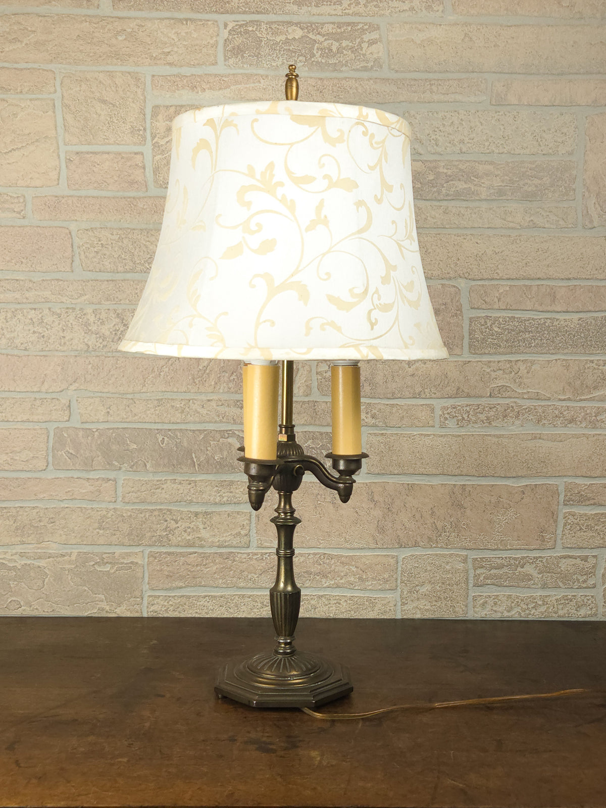 Vintage Rembrandt Bouillotte-Style Three-Light Table Lamp