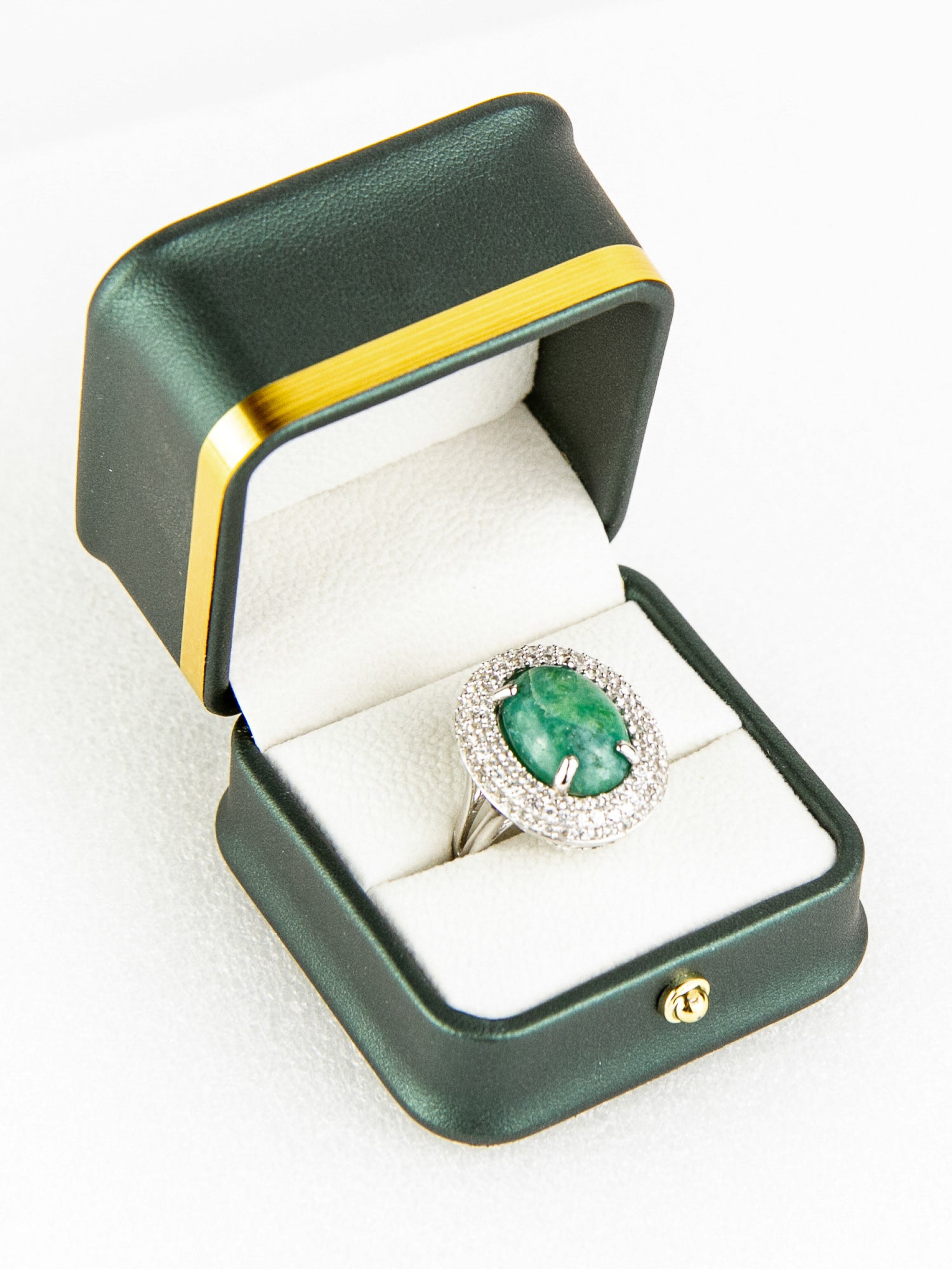 Orianne Emerald & White Sapphire Cocktail Ring in Platinum Over Sterling Silver