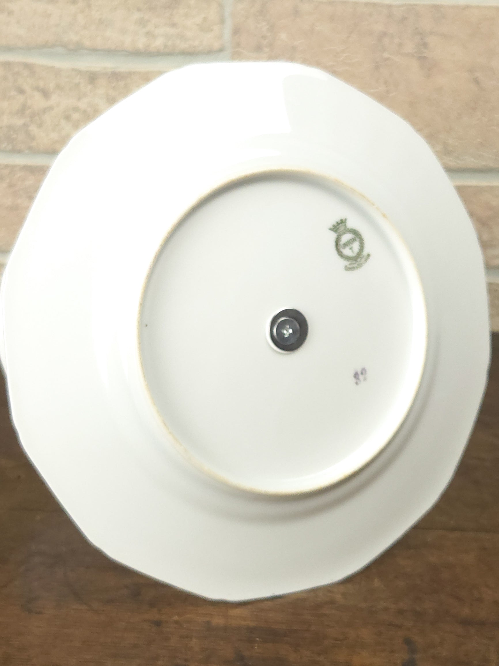 Czechoslovakian Two-Tier Cake Stand with Gold Crown Handle