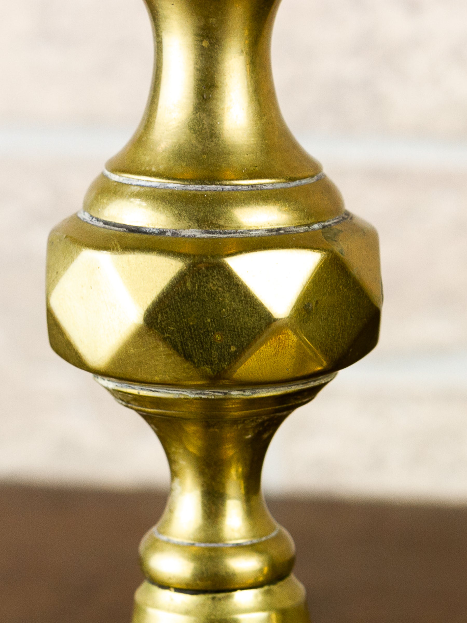 Pair of Antique Georgian English Push-Up Brass Candlesticks
