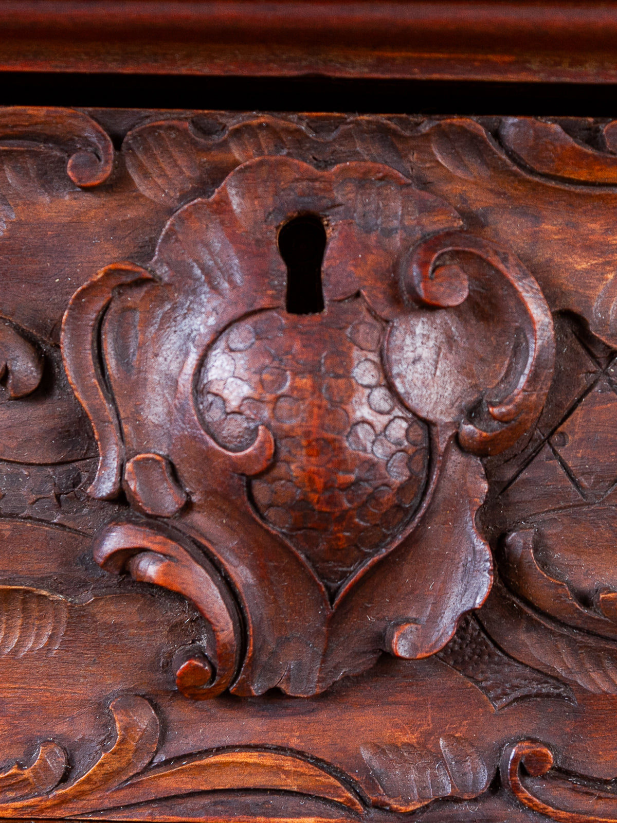19th Century French Rococo Carved Walnut Secretary Chest with Cherub