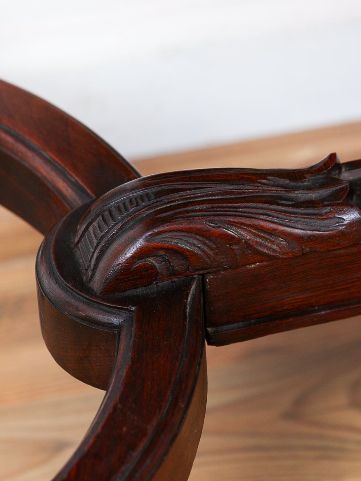 Carved Fold-Over Console Table with Hidden Drawer