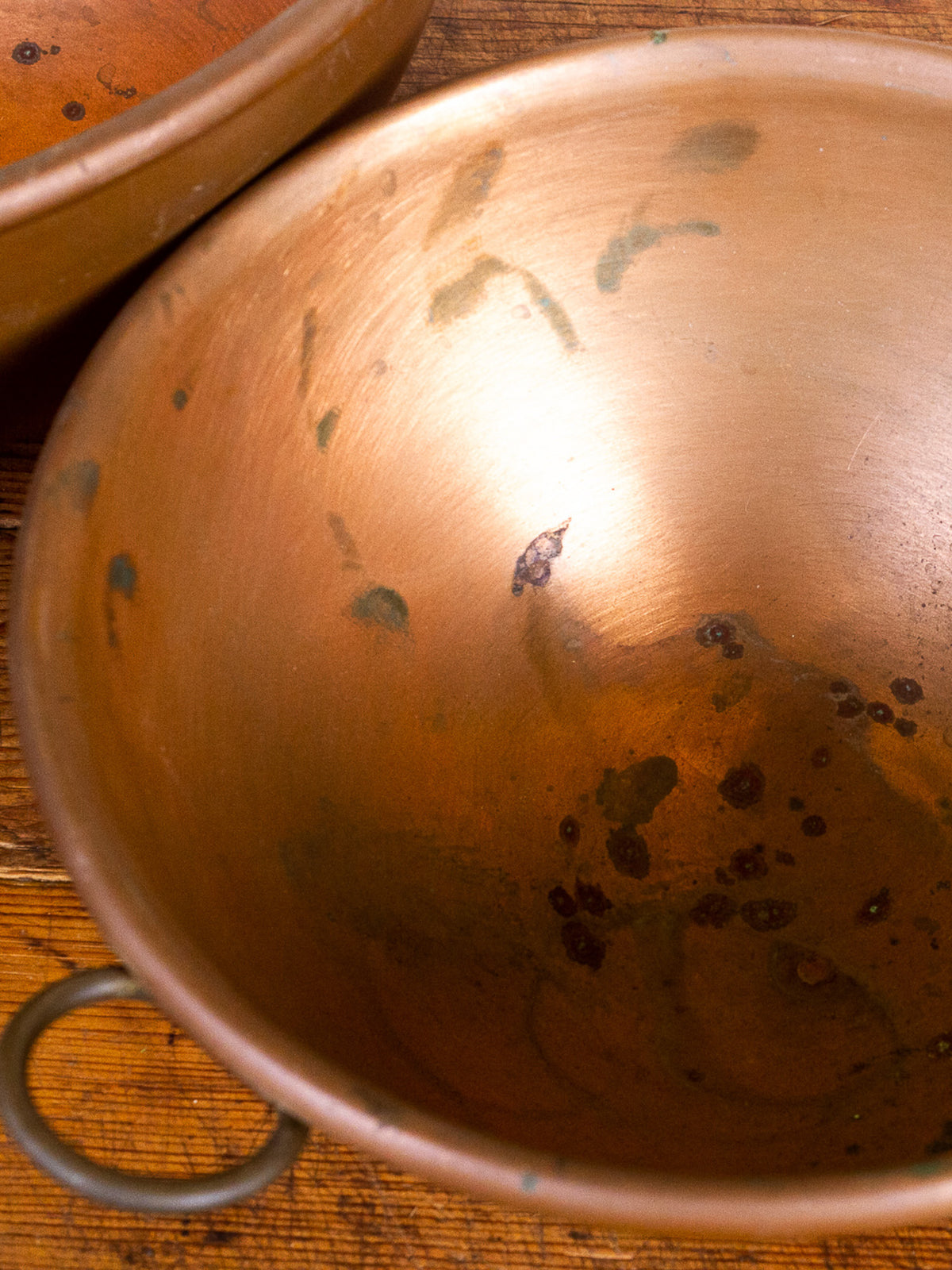 Set of Three Antique Copper Nesting Mixing Bowls