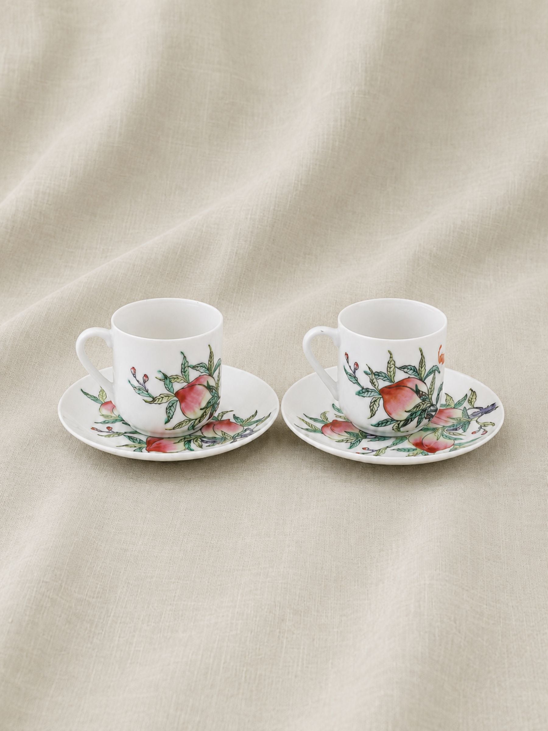 Pair of Garfinkel's Hand-Painted Porcelain Demitasse Cups & Saucers