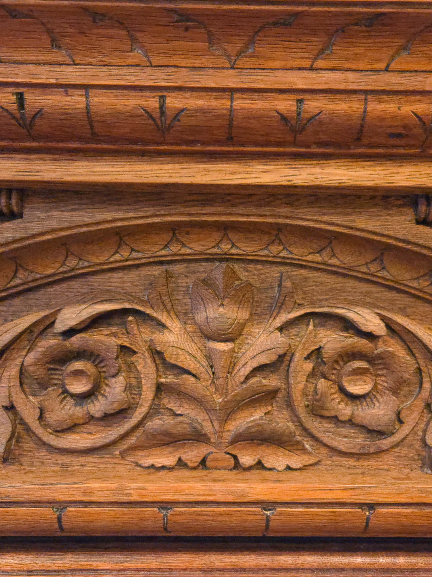 Late 19th Century American Carved Oak Dresser with Rose Marble & Swivel Mirror