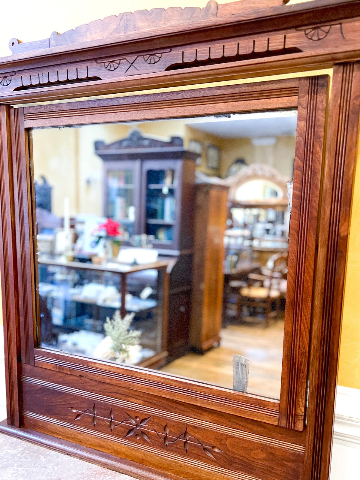 Late 19th Century Eastlake Walnut Marble Top Dresser with Mirror
