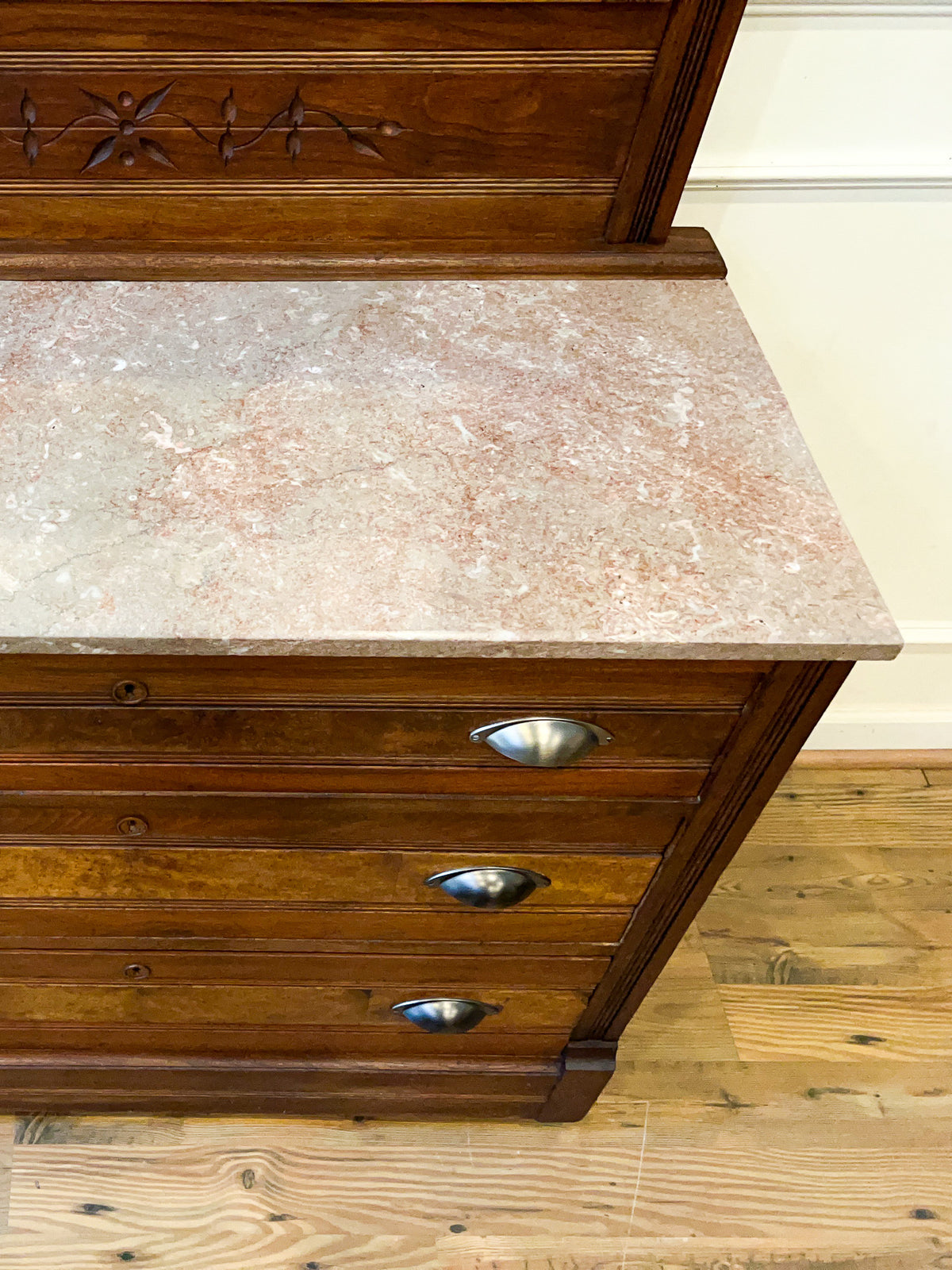 Late 19th Century Eastlake Walnut Marble Top Dresser with Mirror