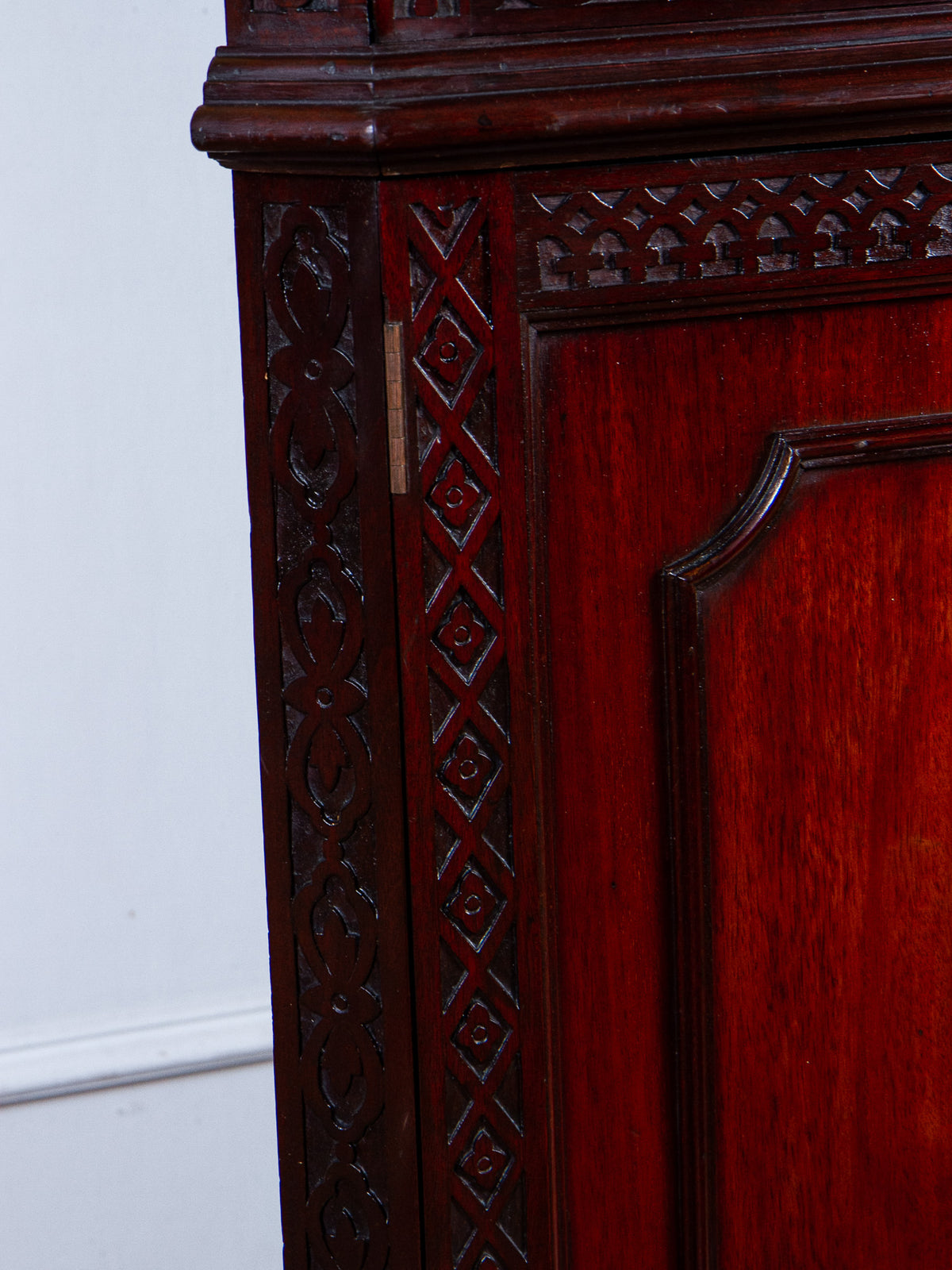 19th Century Chinese Chippendale Mahogany Corner China Cabinet