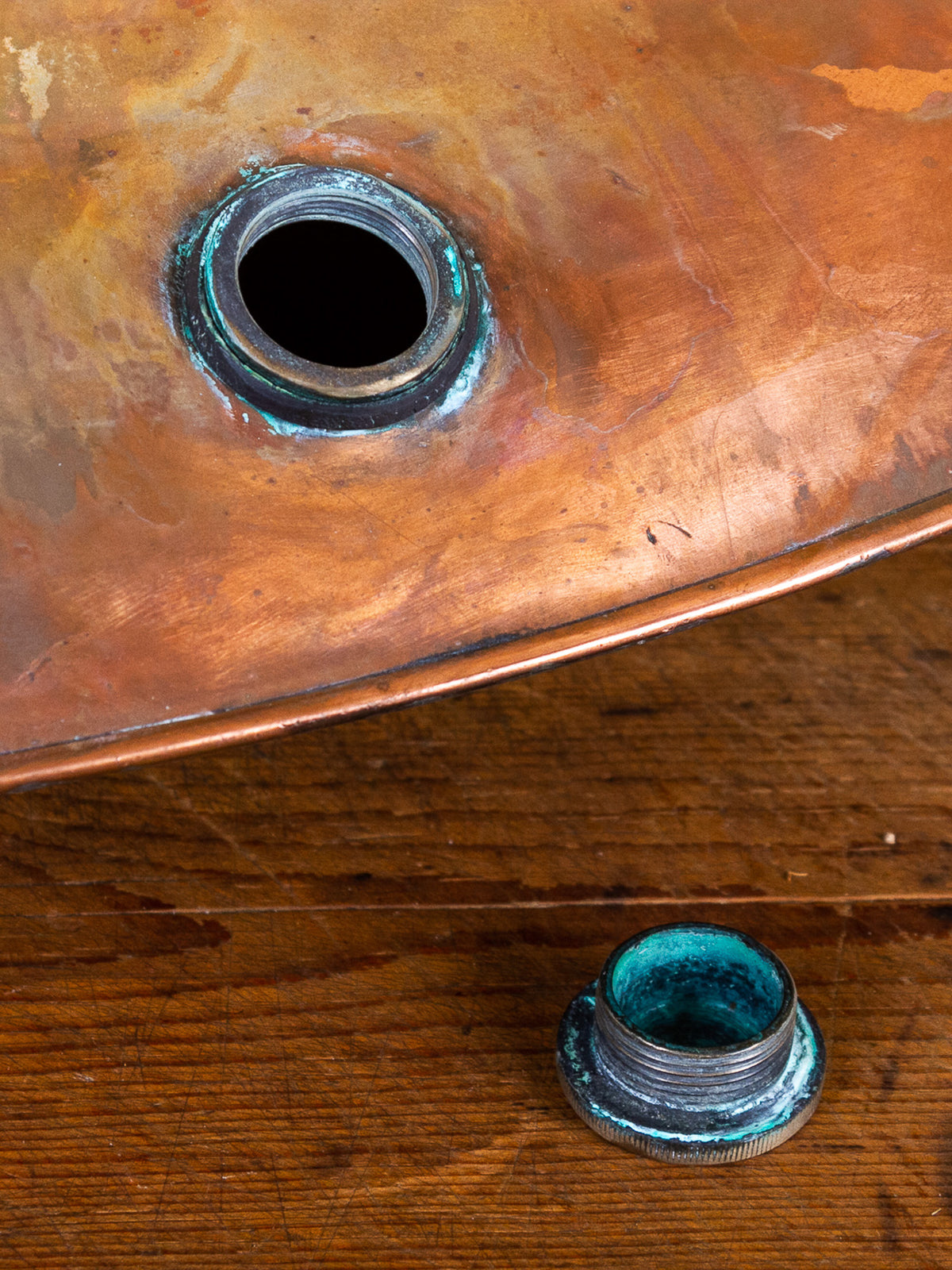 Rare Oversized Antique English Copper Hot Water Bottle Bed Warmer with Brass Handles