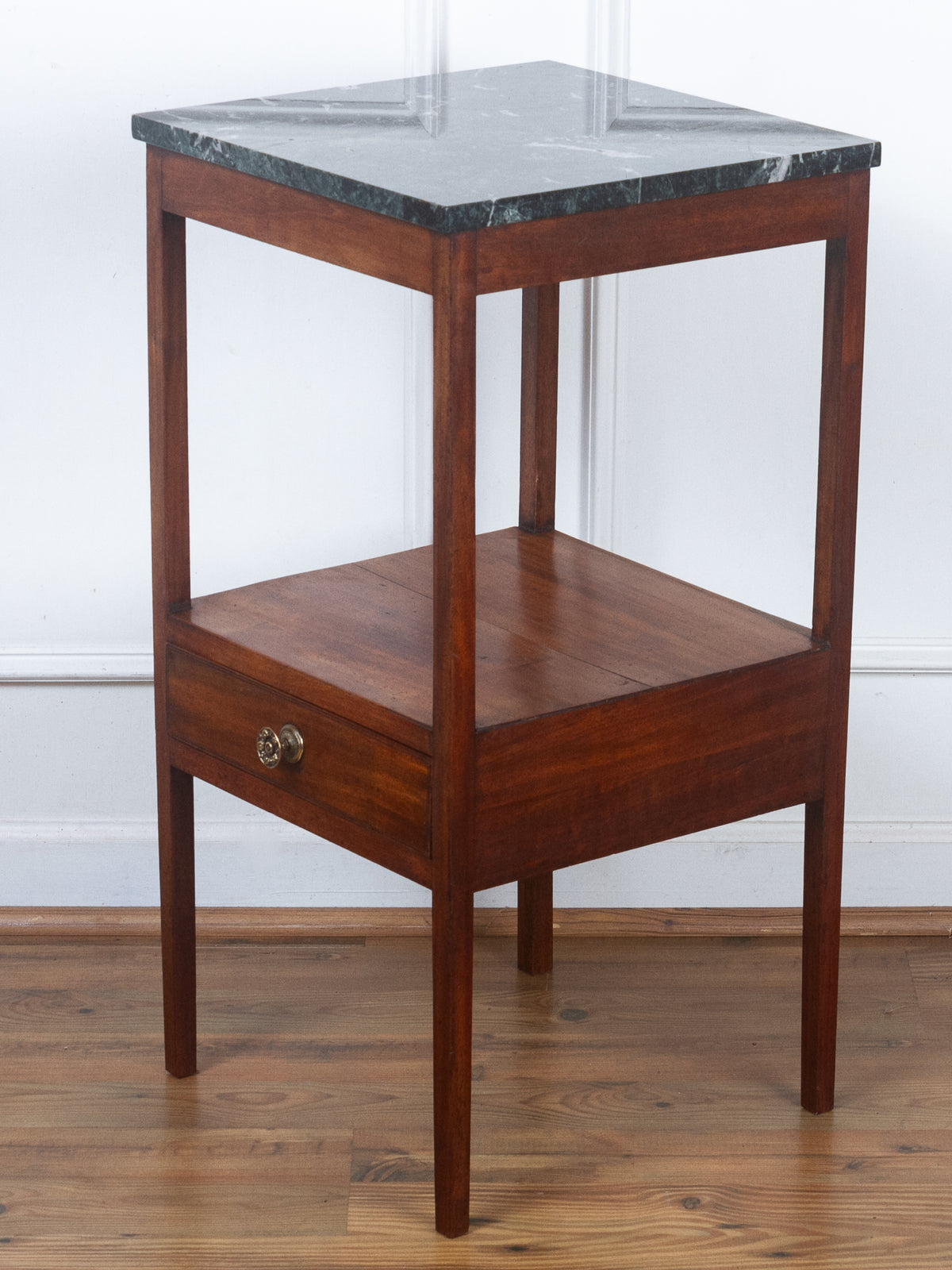 Antique English Mahogany Green Marble Top Side Table, c.1830