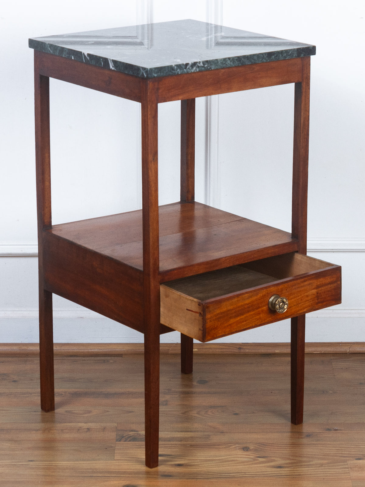 Antique English Mahogany Green Marble Top Side Table, c.1830