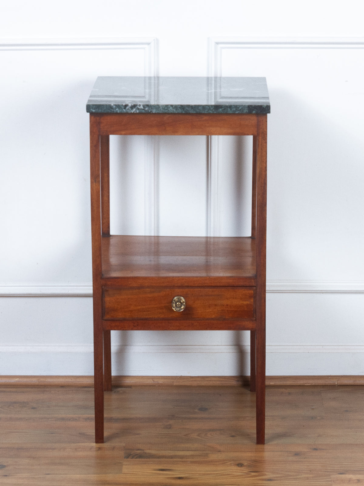 Antique English Mahogany Green Marble Top Side Table, c.1830