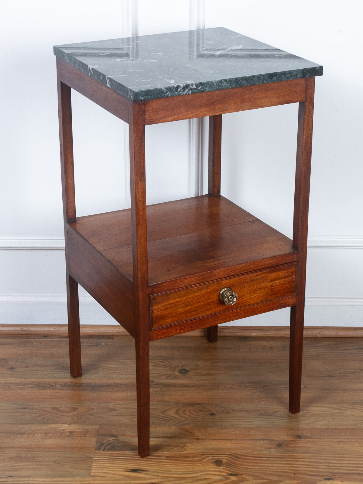 Antique English Mahogany Green Marble Top Side Table, c.1830