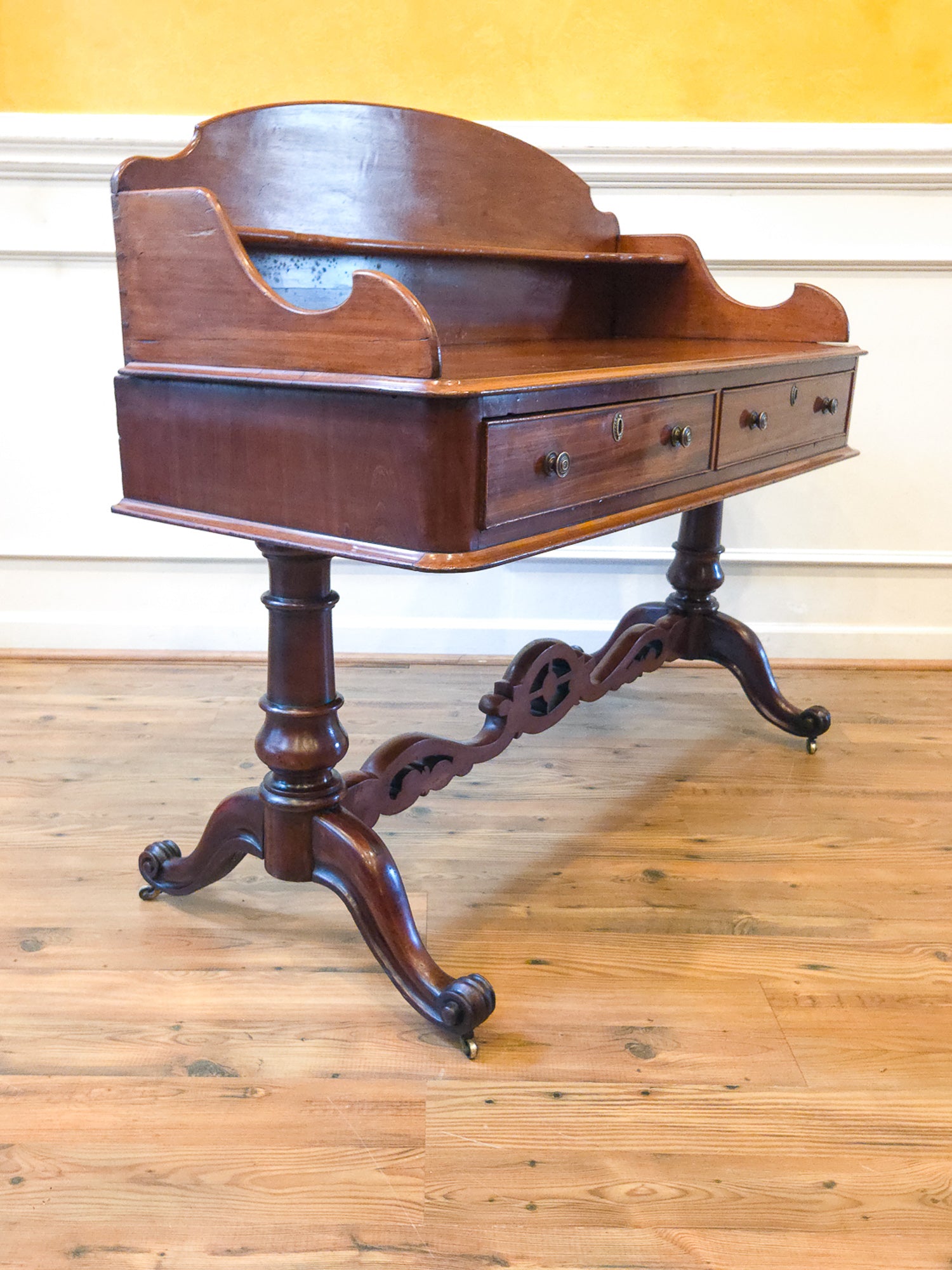 Antique Mahogany Writing Desk Console by Walter Carter for Harrod's England.