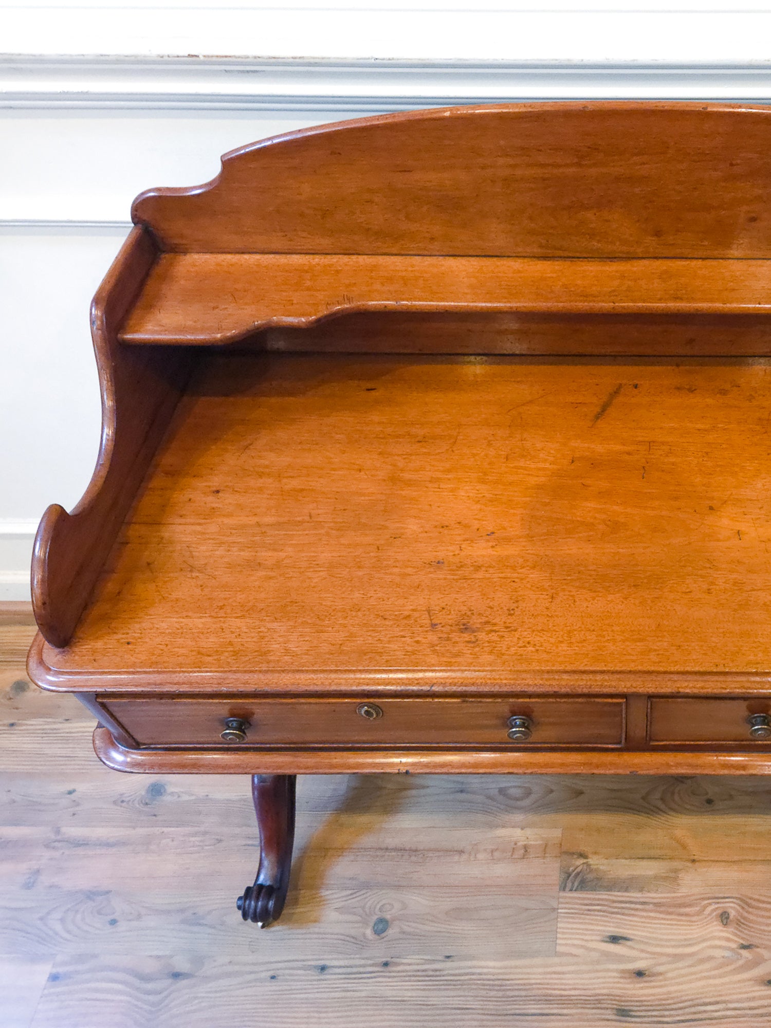 Antique Mahogany Writing Desk Console by Walter Carter for Harrod's England.