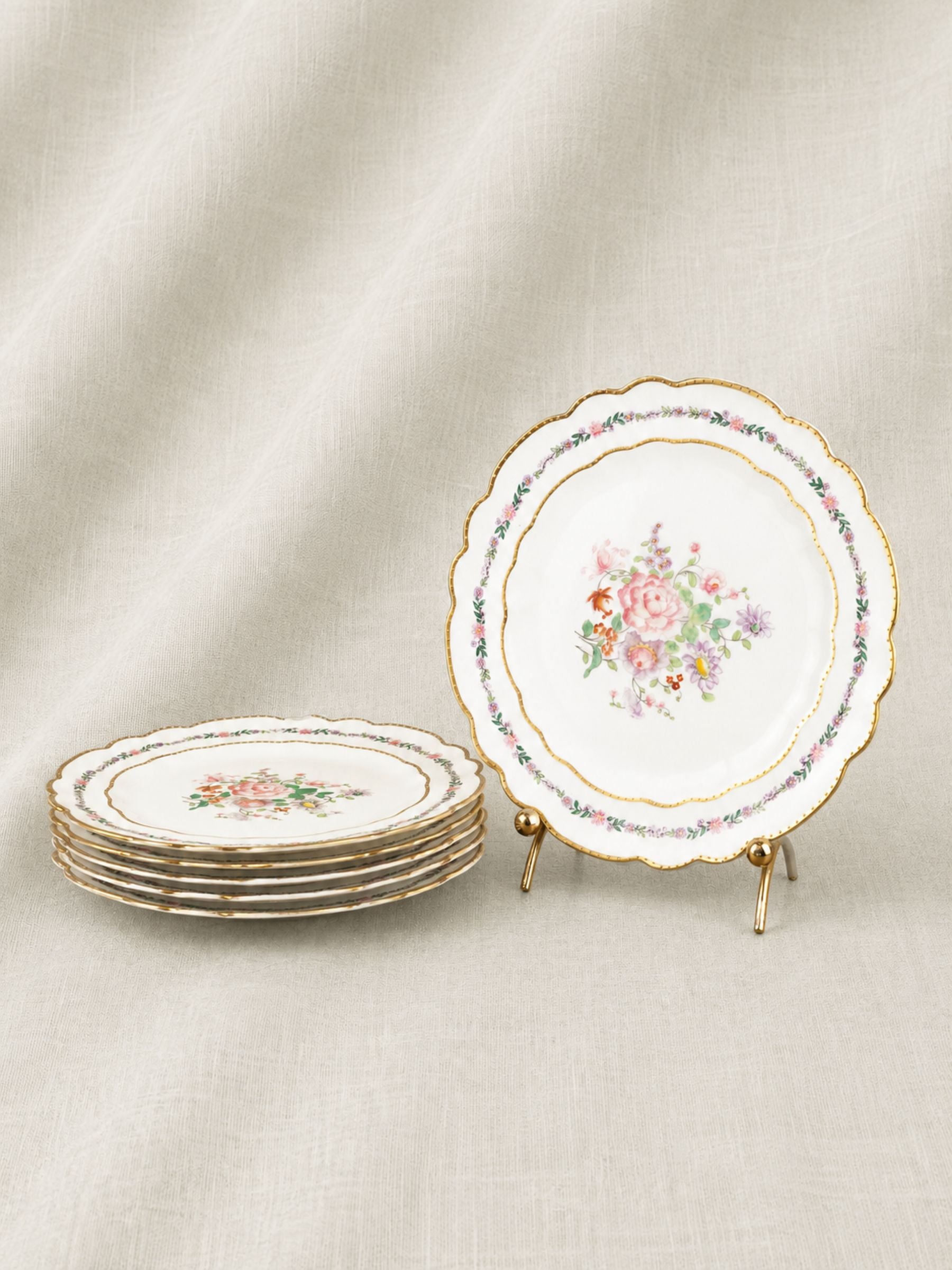 Antique Maple & Co. Hand-Painted Floral Porcelain Plate