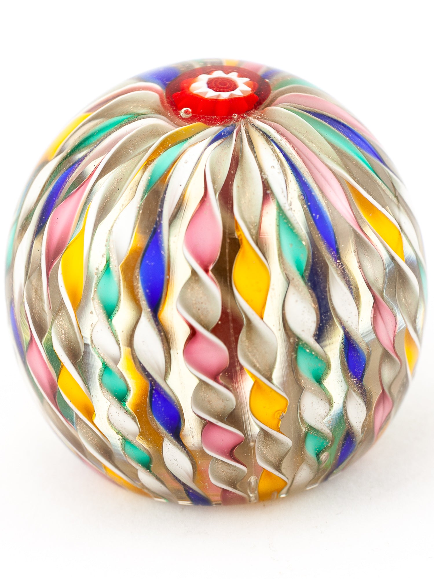 Vintage Fratelli Toso Murano Glass Paperweight Ribbon Twist Design