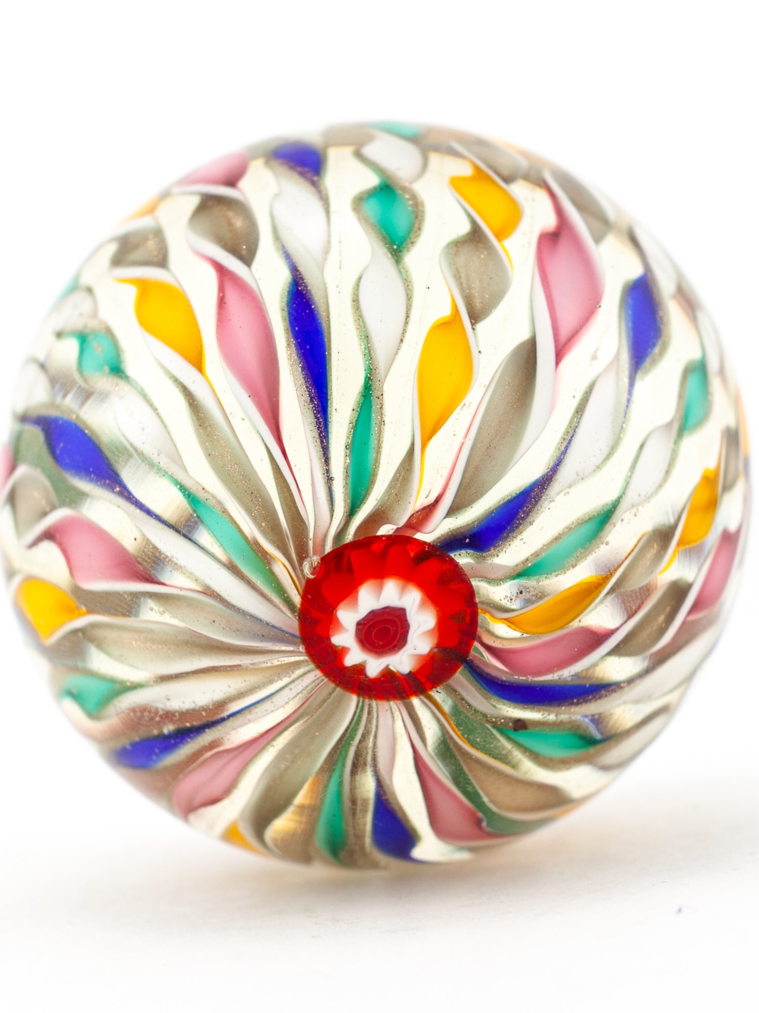 Vintage Fratelli Toso Murano Glass Paperweight Ribbon Twist Design
