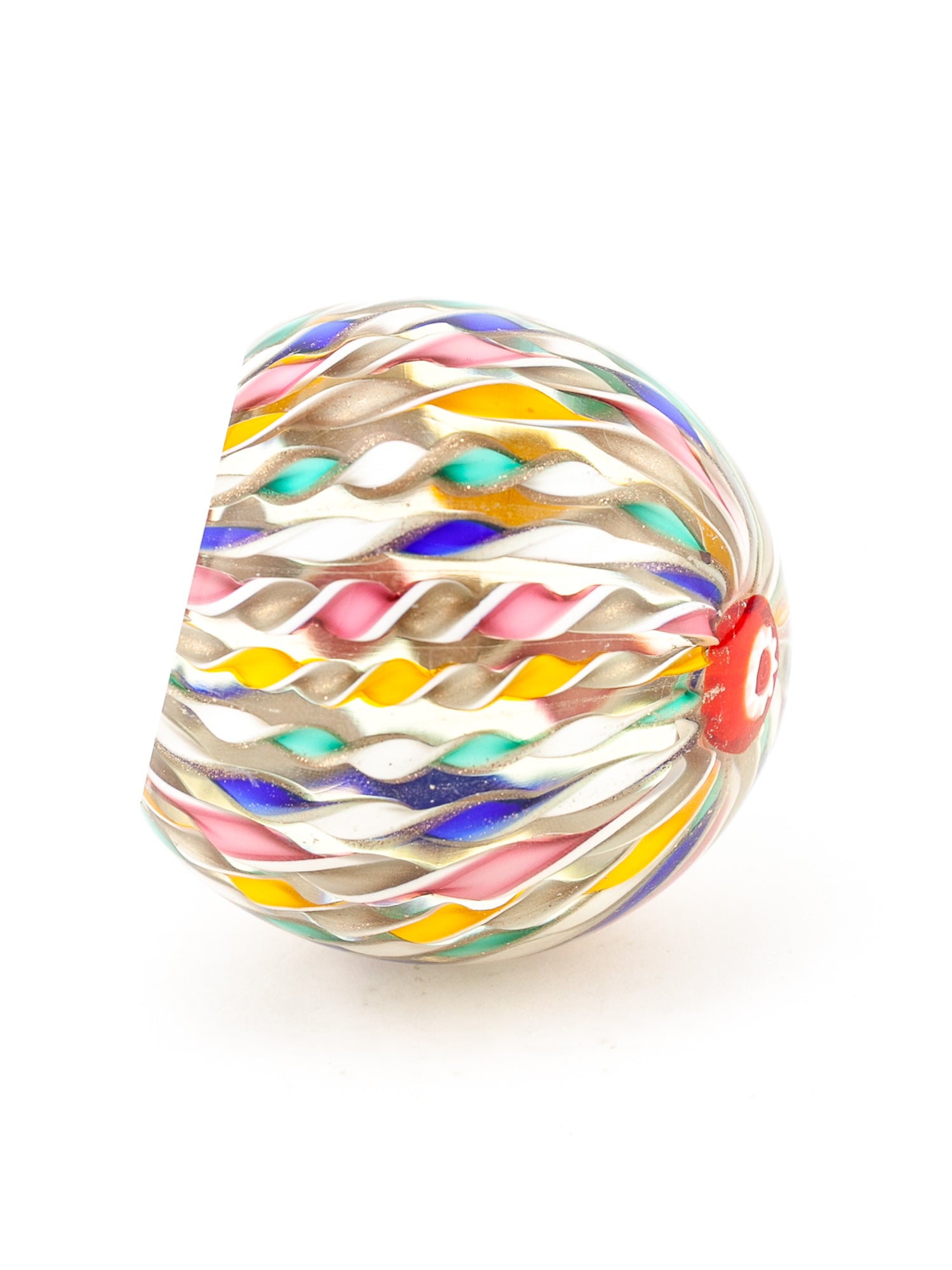 Vintage Fratelli Toso Murano Glass Paperweight Ribbon Twist Design