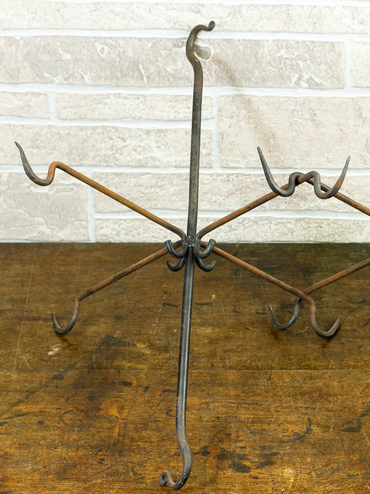 Antique 19th Century French Forged Iron Game / Meat Hanging Hook Rack. 2 Available