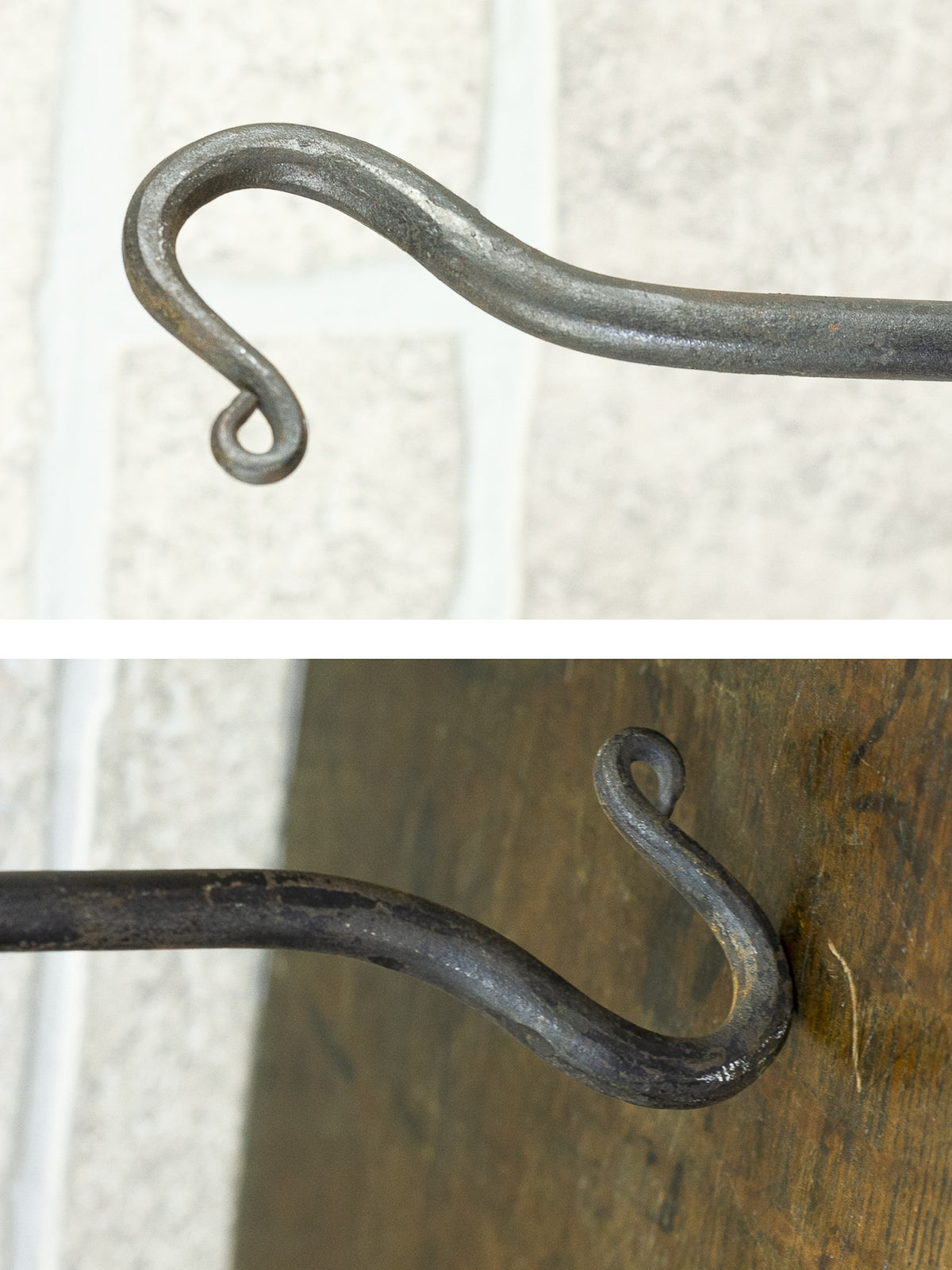 Antique 19th Century French Forged Iron Game / Meat Hanging Hook Rack. 2 Available