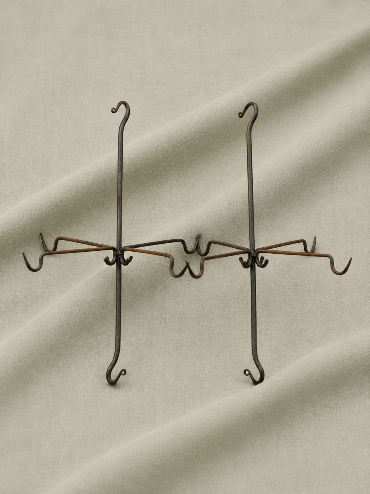 Antique 19th Century French Forged Iron Game / Meat Hanging Hook Rack. 2 Available