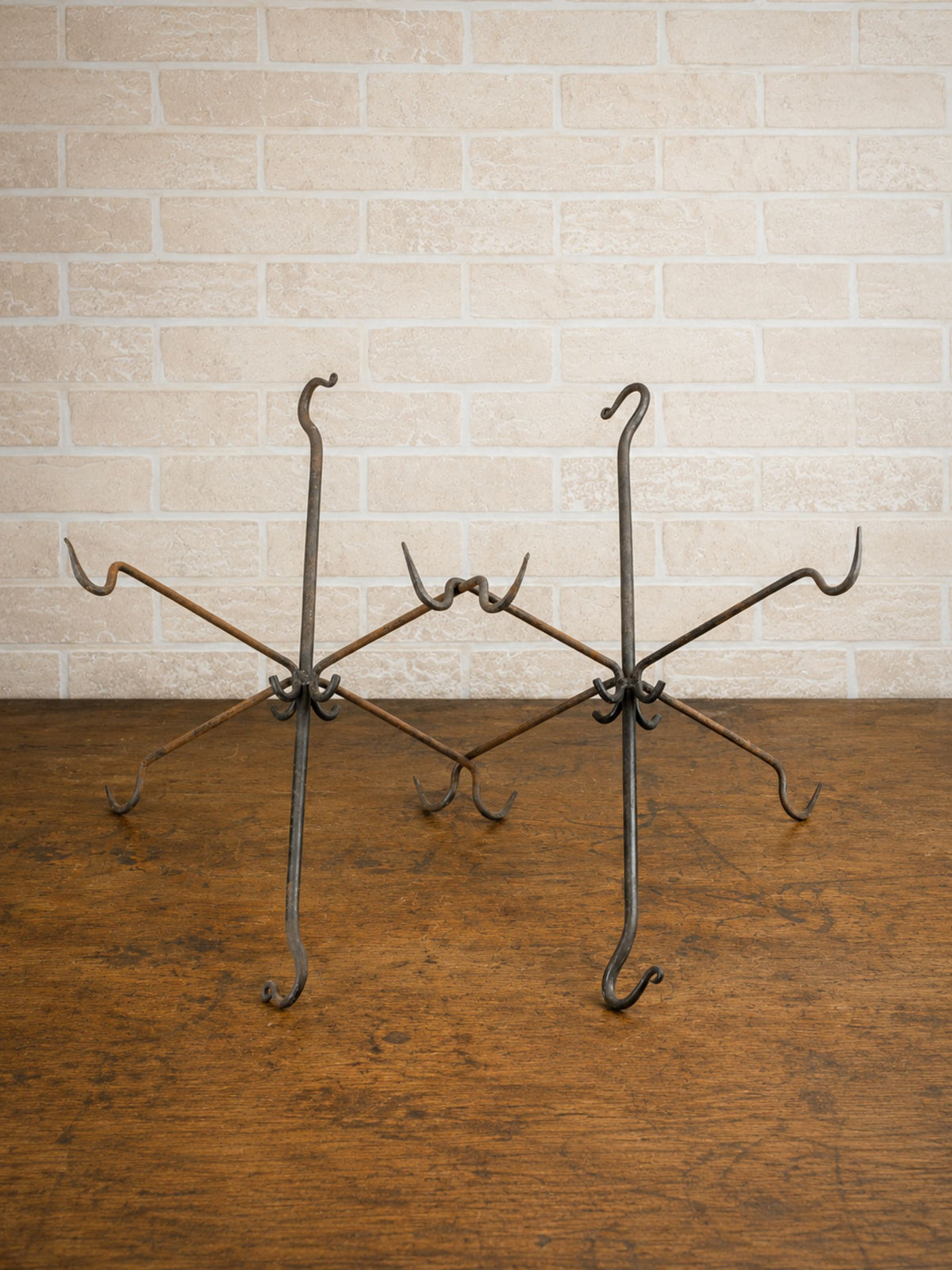 Antique 19th Century French Forged Iron Game / Meat Hanging Hook Rack. 2 Available