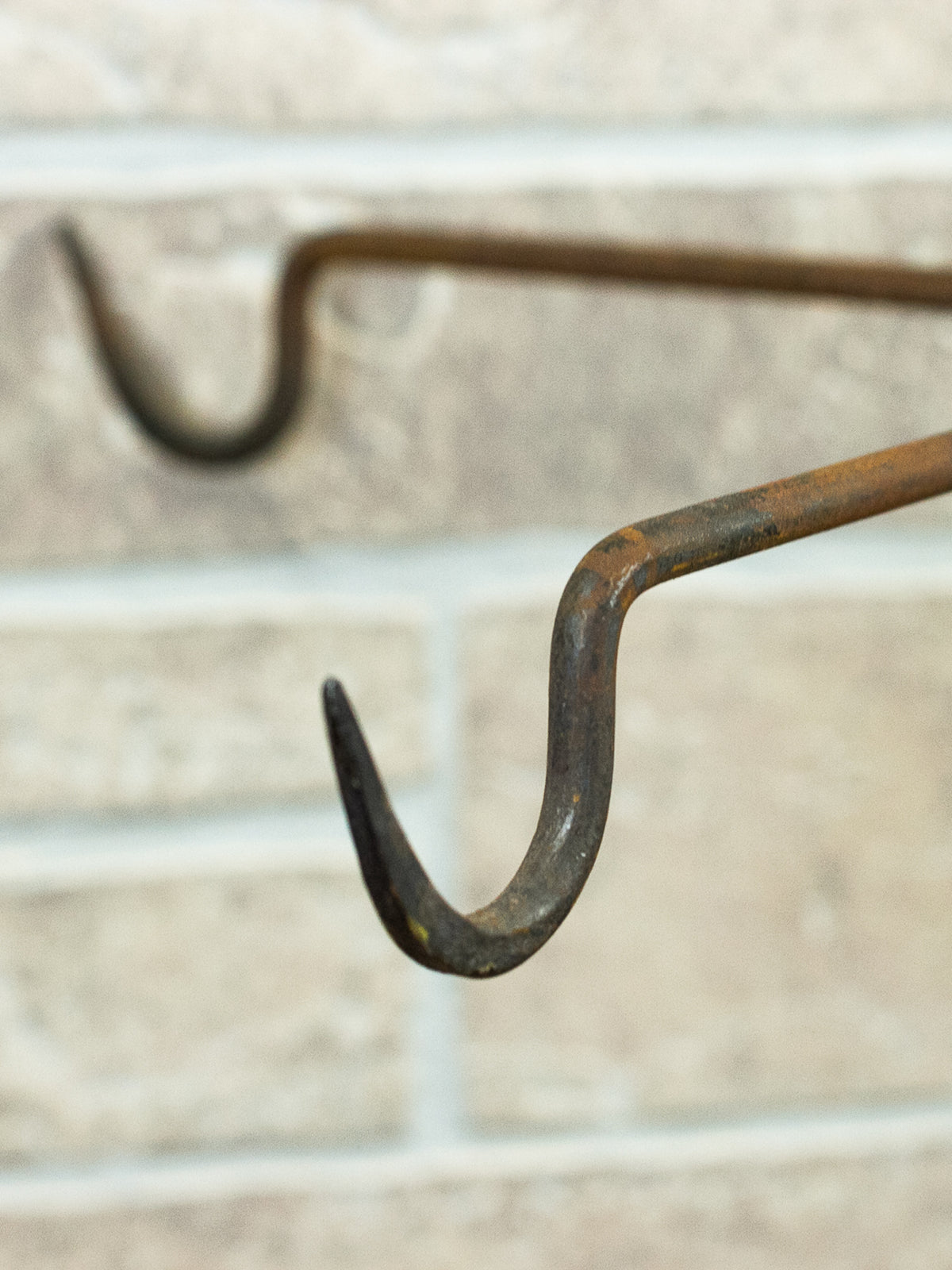Antique 19th Century French Forged Iron Game / Meat Hanging Hook Rack. 2 Available